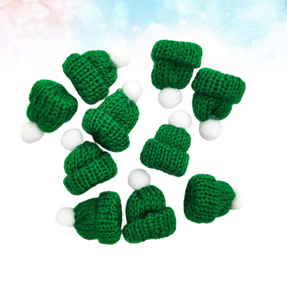 Amosfun 10pcs Mini Christmas Knit Hats - Tiny Doll Hats & Wine Bottle Toppers - DIY Holiday Crafts for Christmas Tree Ornaments, Doll Accessories, and Party Decorations (Perfect for Festive Home Decor, Gift Wrapping, and Holiday DIY Projects)
