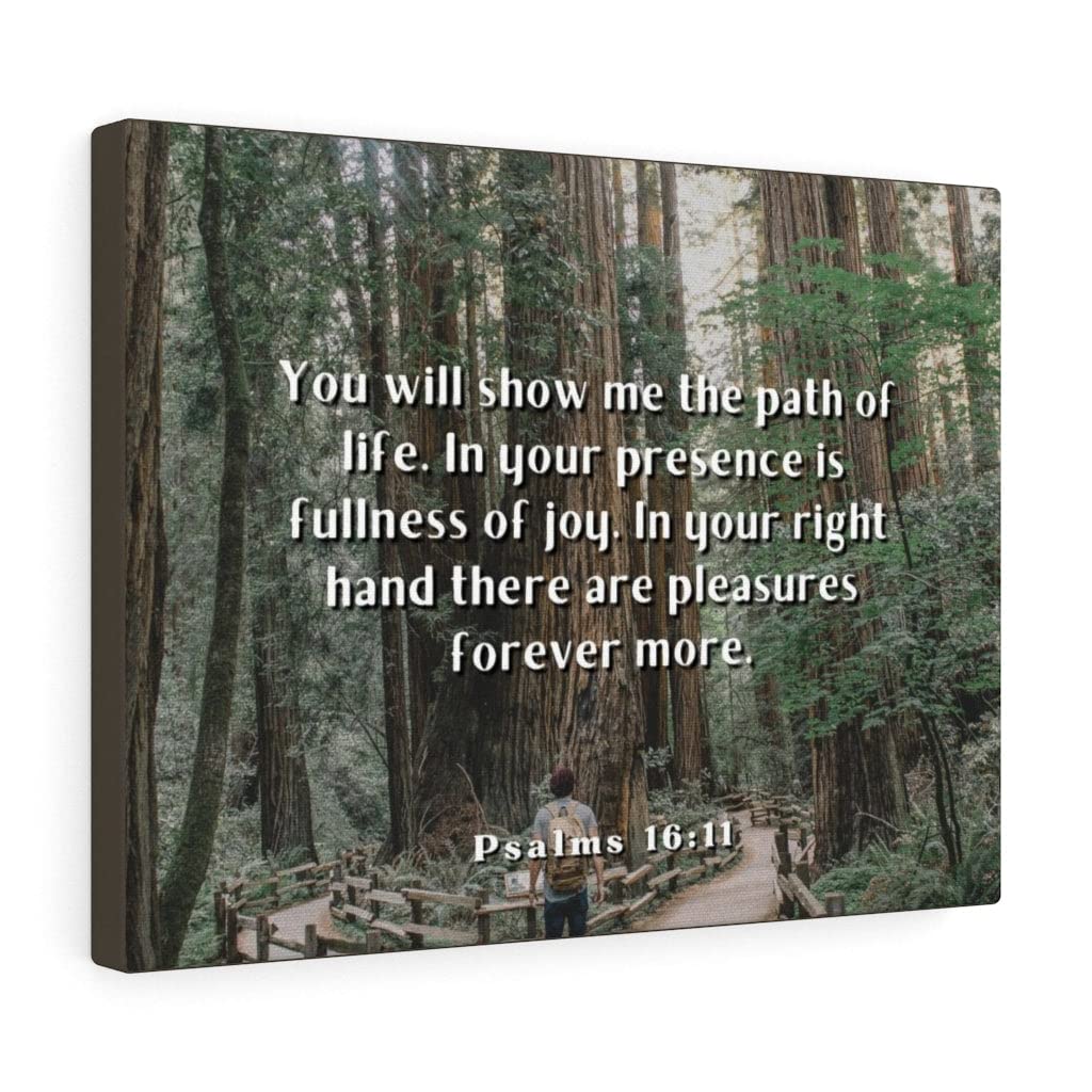 Christian Wall Art - Bible Verse Print 'Path of Life Psalms 16:11' - Ready to Hang Scripture Wall Decor - Perfect for Home, Church & Office Inspiration