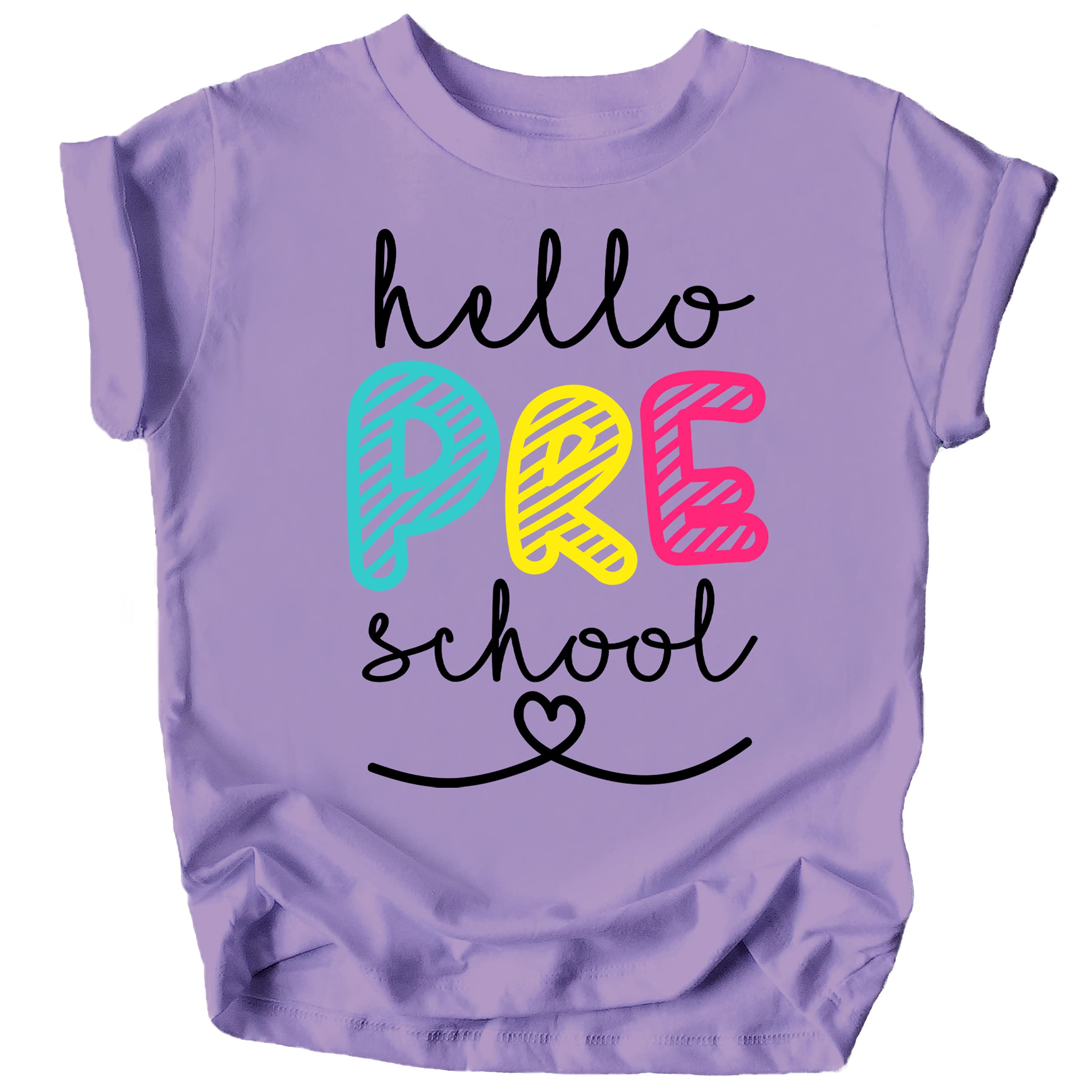 Olive Loves Apple Hello Preschool First Day of School T-Shirt - Cute Back to School Gift for Kids - Perfect for Preschool Graduation & First Day Photos