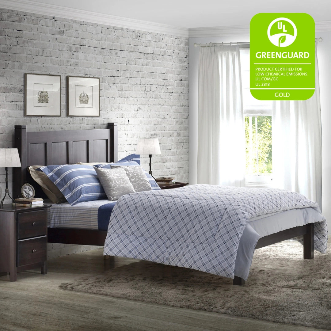 Shaker Panel Platform Bed Frame - Solid Wood Queen Size Bed with Storage, Modern Minimalist Design for Bedroom - Perfect for Small Spaces, Guest Rooms & Apartments