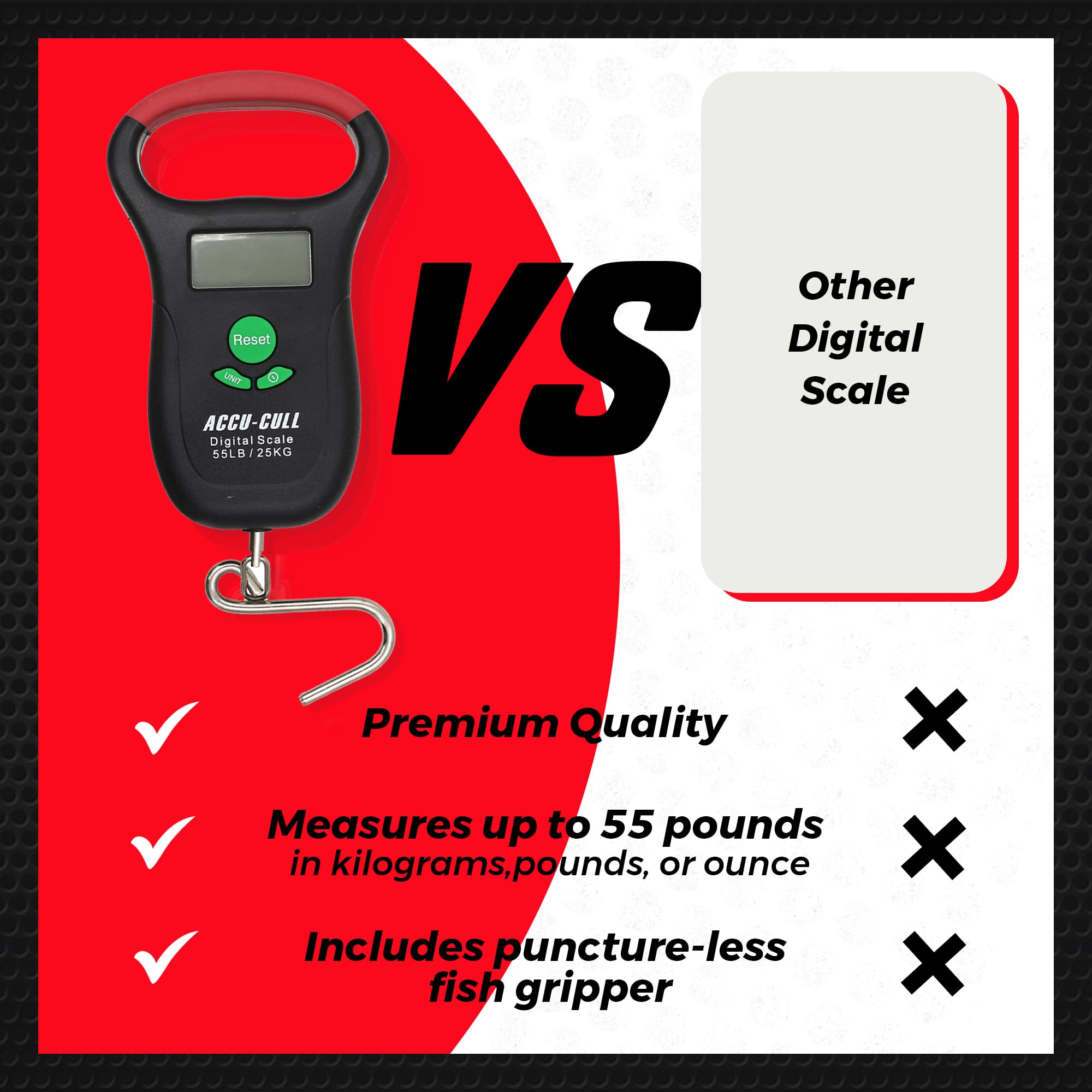 **Accu Cull Digital Fish Scale - Portable Tournament Fishing Gear for Bass & Freshwater Fishing - Best Fishing Gifts for Men - Perfect for Weighing Catch in Tournaments, Lakes & Outdoor Adventures**