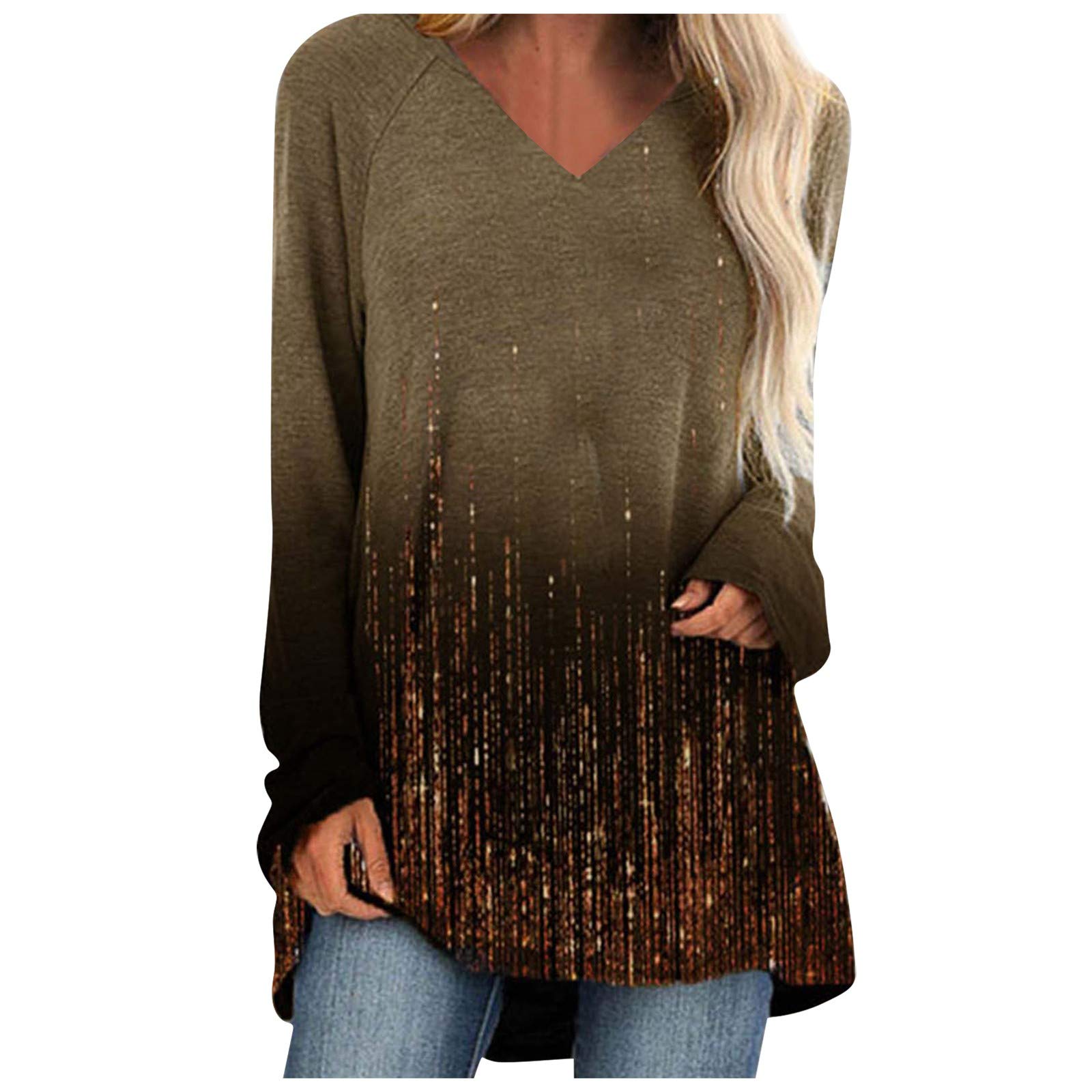 Women's Casual Long Sleeve Shirts - Fashion Printed Loose Fit Round Neck Tops for Everyday Wear | Perfect for Office, Dating & Weekend Outfits