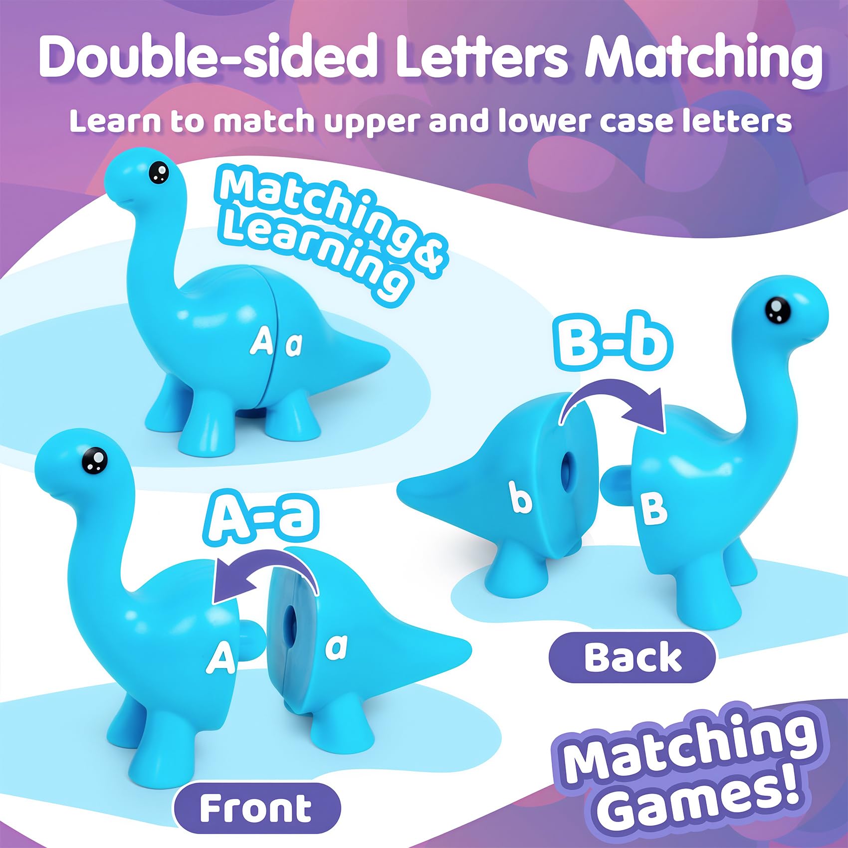ABC Dinosaur Matching Game - 13PCS Montessori Learning Toys for Toddlers 3+ | Fine Motor Skills & Sensory Play