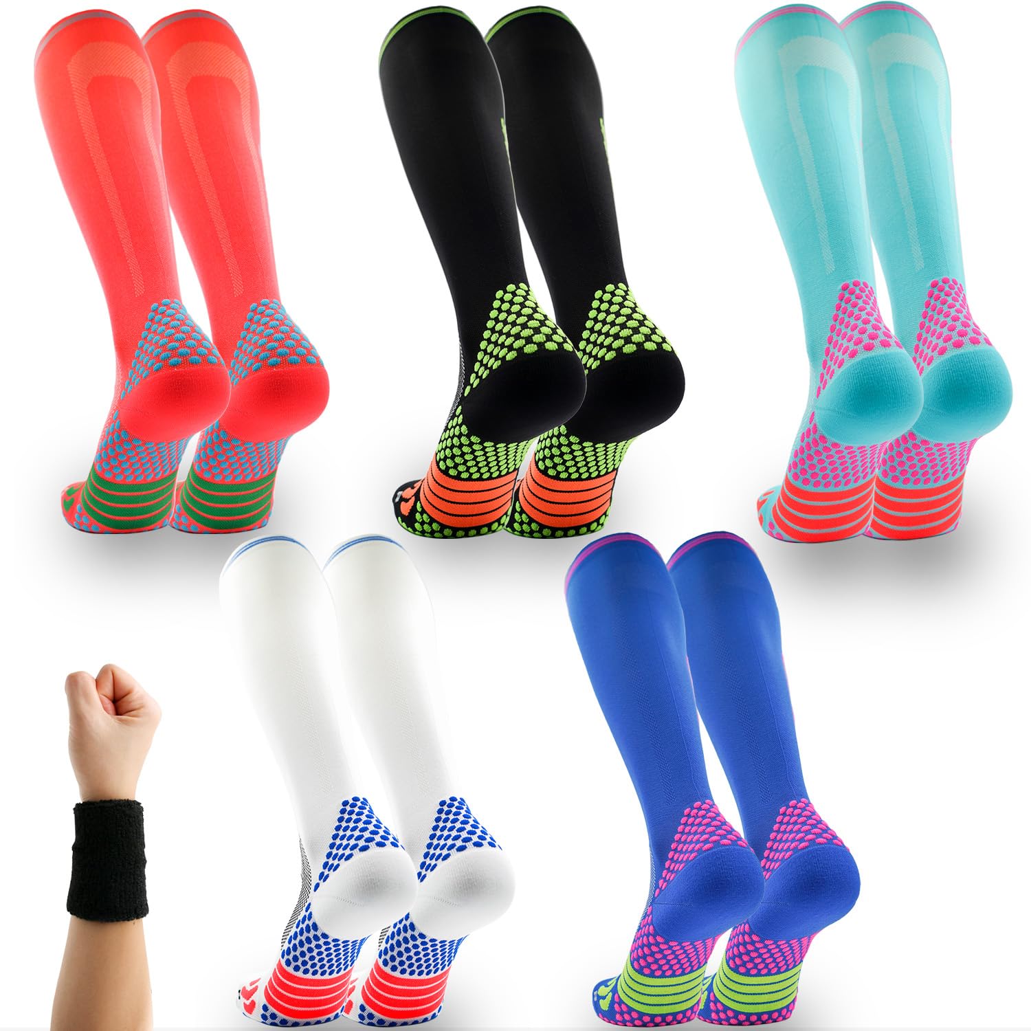 Anti-Slip Soccer Socks - Non-Skid Long Compression Knee Socks for Men & Women - Breathable Football Grip Socks for Sports & Training - Perfect for Soccer, Running, and Gym Workouts