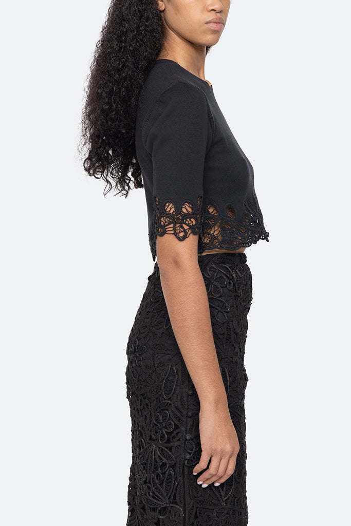 Sea New York Elke Soutache Sweater Women's Black Knit Top - Perfect for Casual Outings, Office Wear & Date Nights