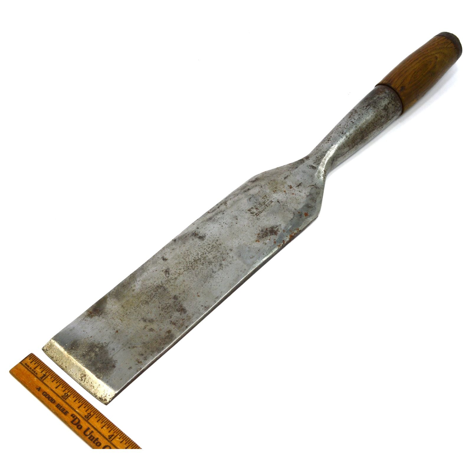 Vintage WM BEATTY & SON 3 Slick Wood Handle Timber Chisel Tool - Rare Antique Carpenter Tool for Woodworking & Timber Framing