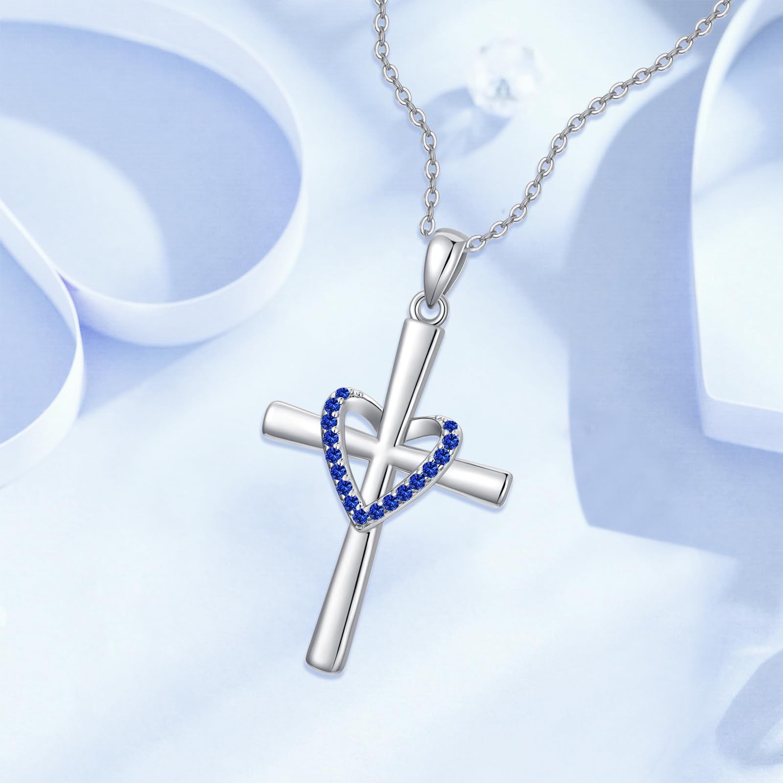 925 Sterling Silver Birthstone Cross Pendant Necklace for Women - Christian Jewelry Gift for Her, Daughter, Wife | Perfect for Christmas, Birthday & Special Occasions