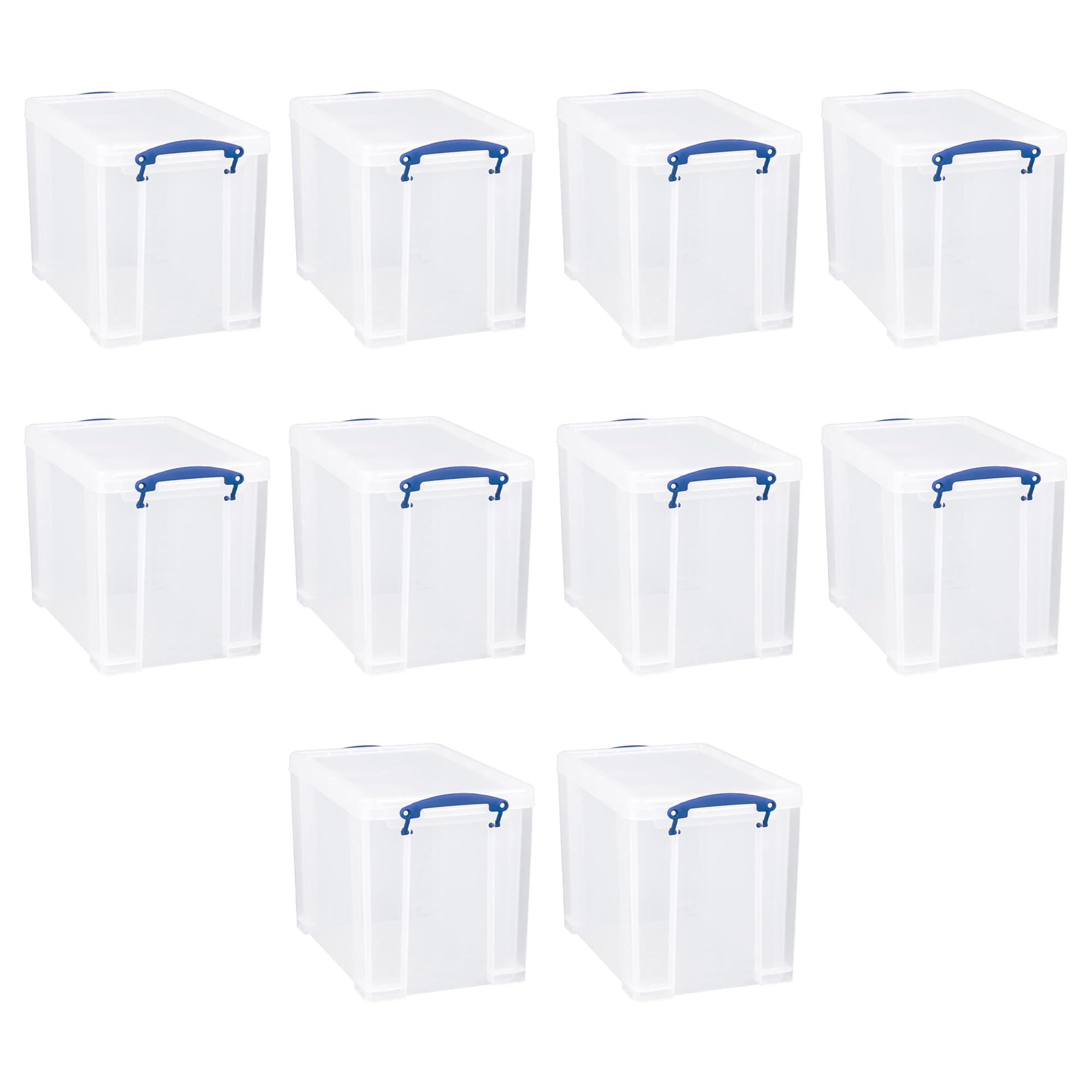19L Plastic Stackable Storage Containers with Snap Lid & Clip Lock Handles - 10 Pack for Home Office Organization | Durable Storage Bins for Closet, Garage & Pantry Organization