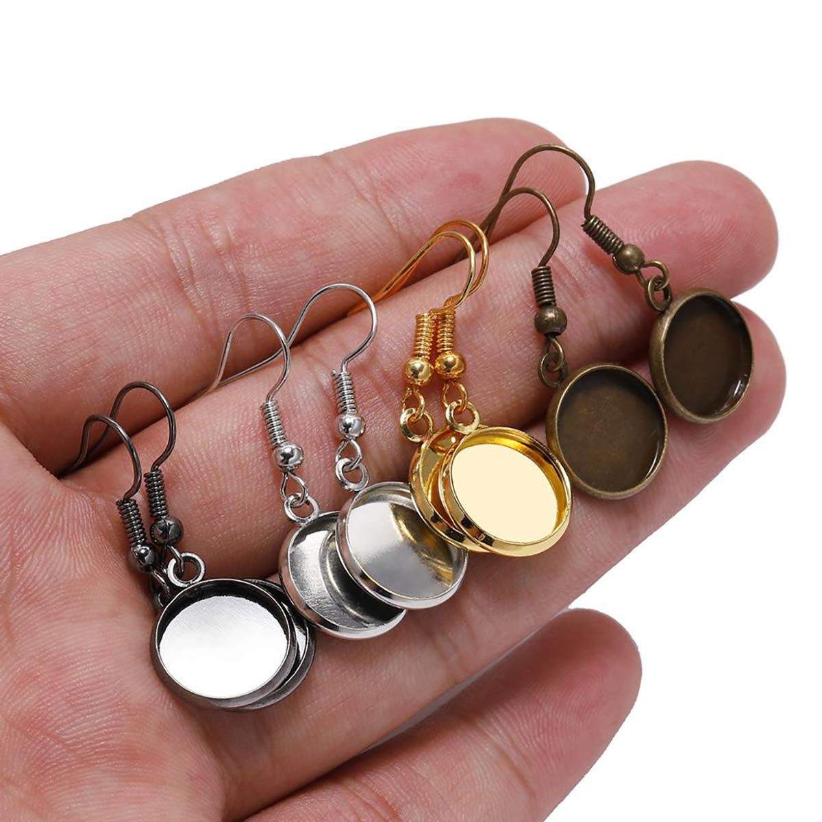 10 Pcs Stainless Steel Earring Wire Hooks for 20mm Cabochon Settings - DIY Jewelry Making Supplies (Rhodium Plated) | Perfect for Handmade Earrings, Pendants & Craft Projects