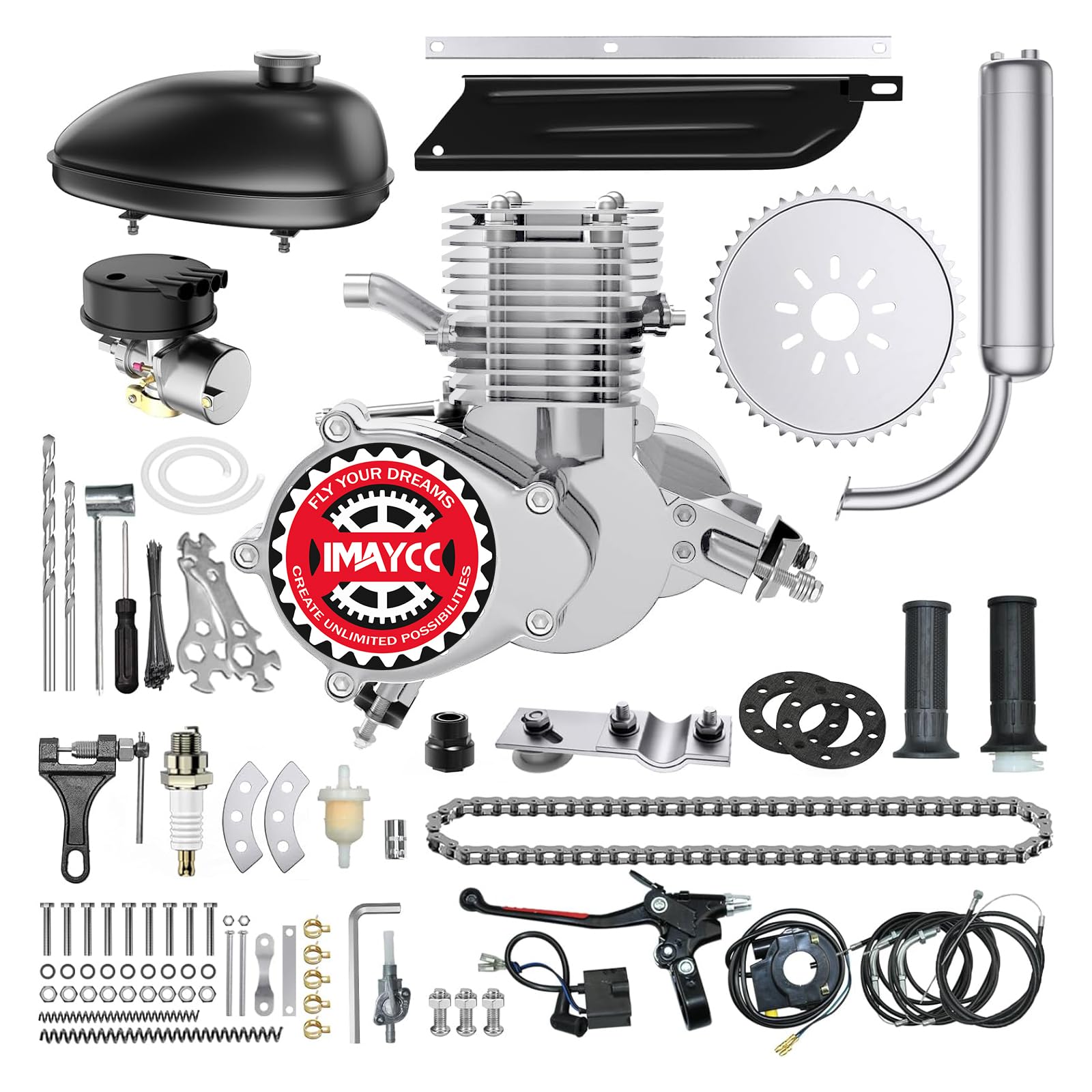 IMAYCC 100cc 2-Stroke Gas Bicycle Engine Conversion Kit - Motorized Bike Kit for 26-28