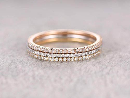 1.50 Carat 3-Piece Wedding Ring Set - 18k Gold Plated Straight Stackable Bands for Women - Perfect for Engagement, Anniversary, and Bridal Jewelry Gifts