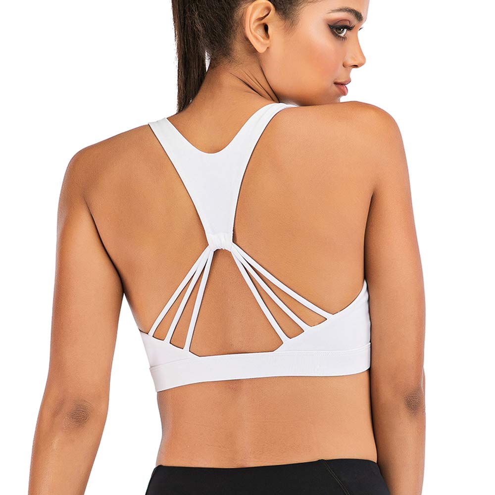 Medium Support Padded Sports Bra with Criss-Cross Back Straps - Workout, Yoga & Running Top for Women - Perfect for Gym, Fitness Training & Active Lifestyle