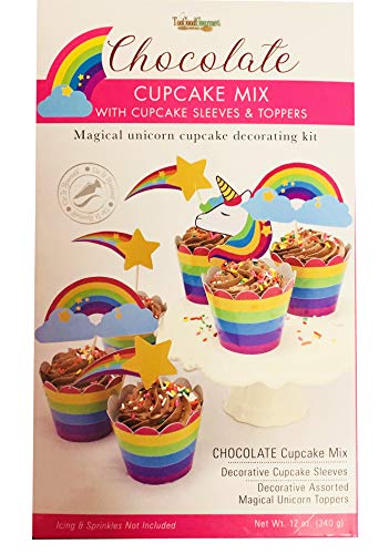 Too Good Gourmet Chocolate Cupcake Mix 12oz - Includes Cupcake Mix, Sleeves & Unicorn Toppers | Easy Baking Kit for Kids Birthday Parties, Classroom Activities & DIY Dessert Decorations (Rainbow)