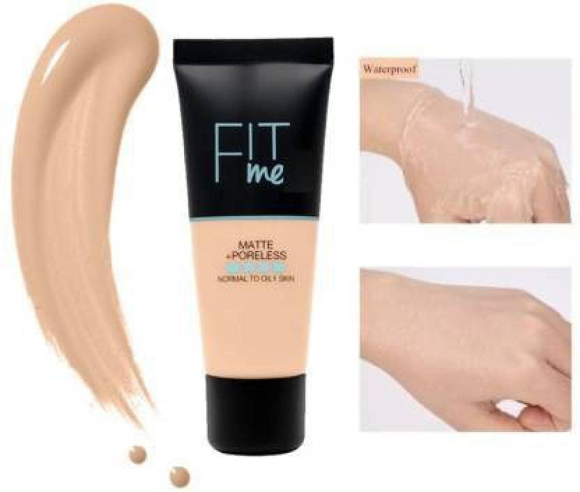 Fit Me Matte+Poreless Liquid Foundation with Beauty Blender Sponge - Oil-Free Full Coverage Makeup for Oily Skin | Perfect for Everyday Wear & Professional Makeup Application