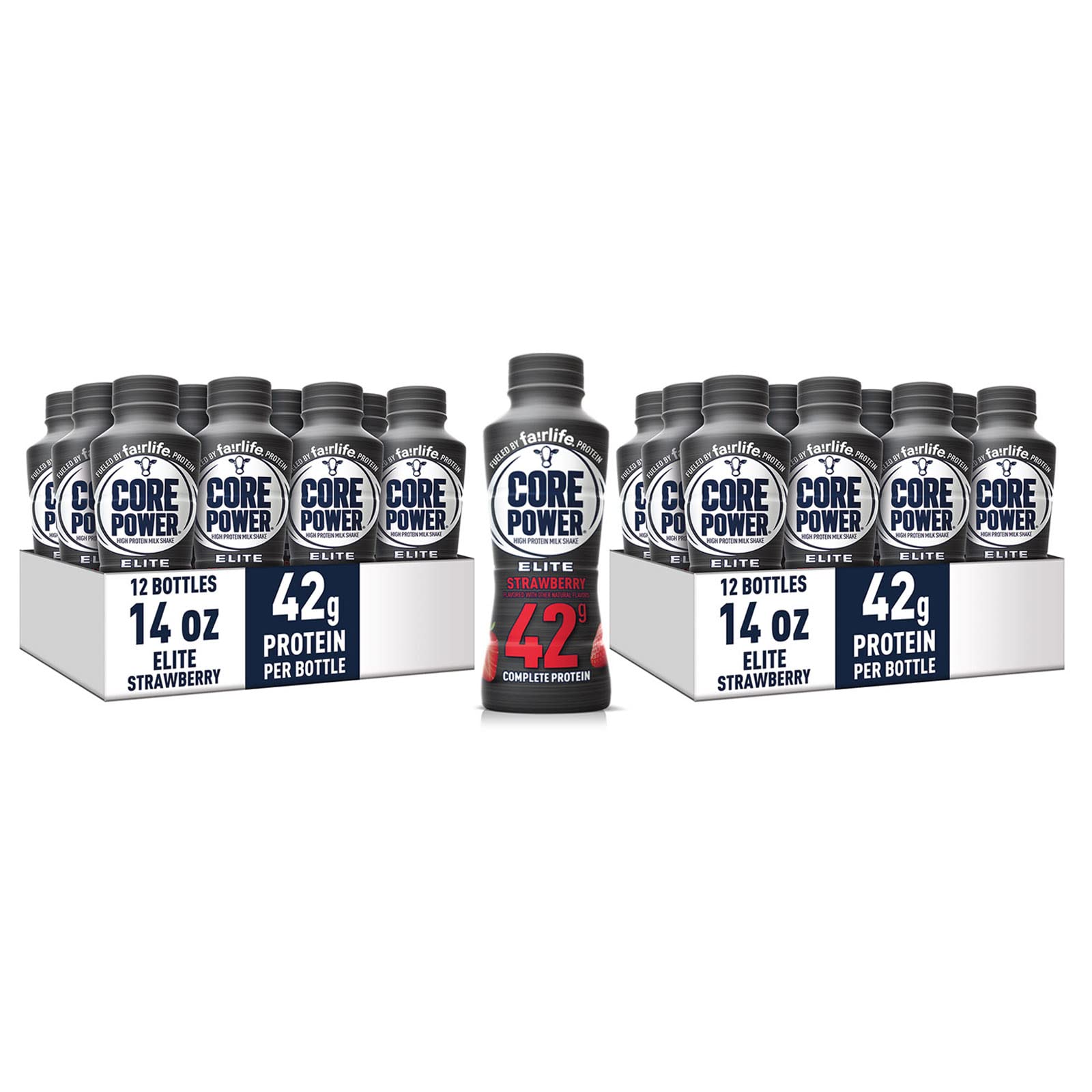 Fairlife Core Power Elite 42g High Protein Milk Shake - Ready to Drink Strawberry Flavor for Post-Workout Recovery & Muscle Growth, 14 Fl Oz (Pack of 24) - Perfect for Gym, Fitness Training & Active Lifestyle