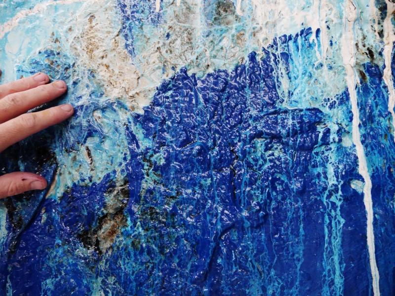 240cm x 100cm Blue Abstract Ocean Painting - Modern Large Wall Art for Living Room, Bedroom & Office Decor | Aquatic Jungle Theme Canvas Artwork