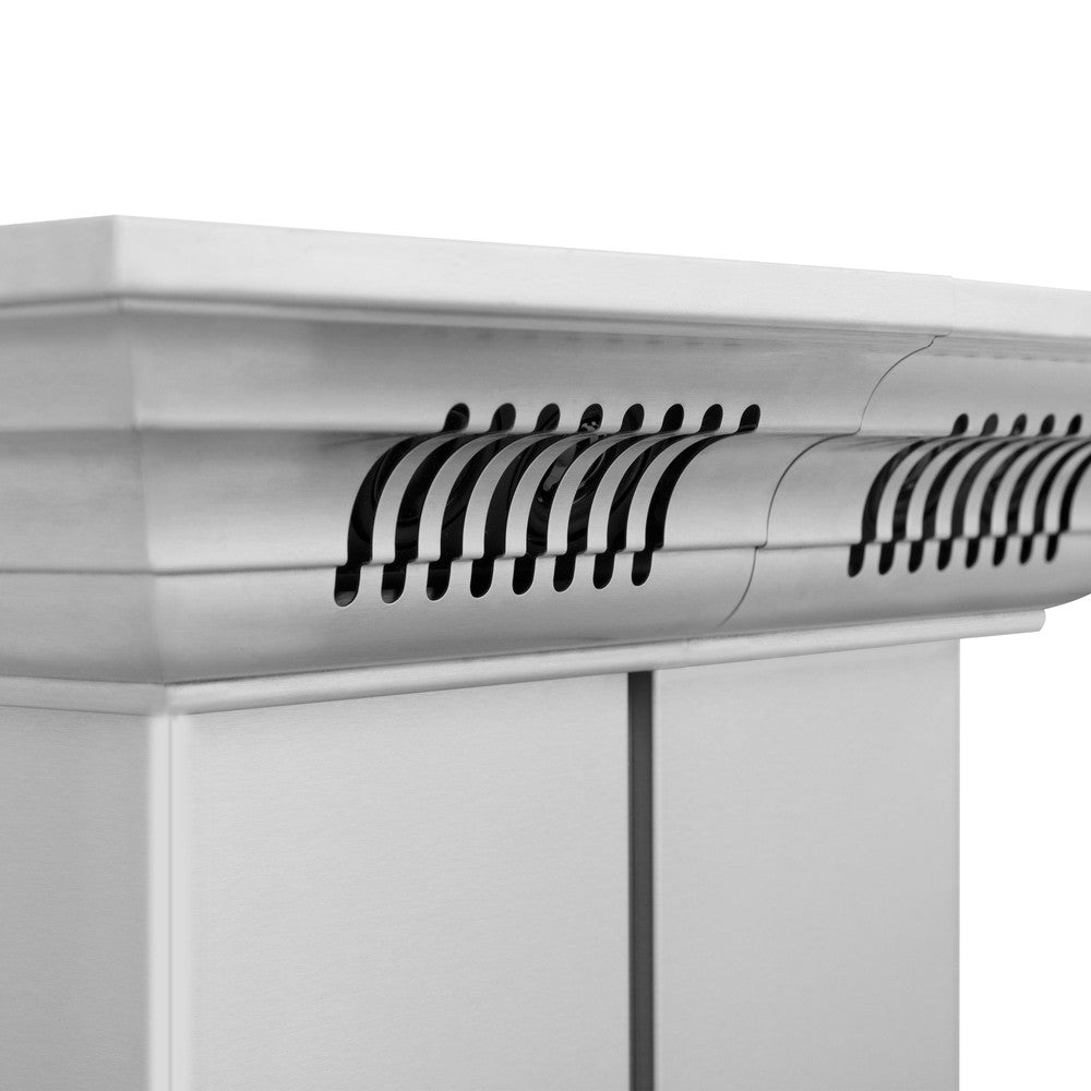 ZLINE GL9iCRN BT Stainless Steel Island Mount Range Hood with Built-in CrownSound Bluetooth Speakers - Premium Kitchen Ventilation for Modern Homes, Perfect for Cooking & Entertaining