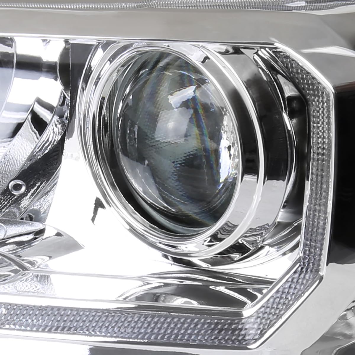 Spec-D Tuning Chrome Projector Headlights with LED Daytime Running Lights - Compatible with 2016-2022 Toyota Tacoma - Left & Right Pair Headlamp Assembly - Upgrade Your Truck's Style & Night Visibility for Off-Roading & Daily Driving