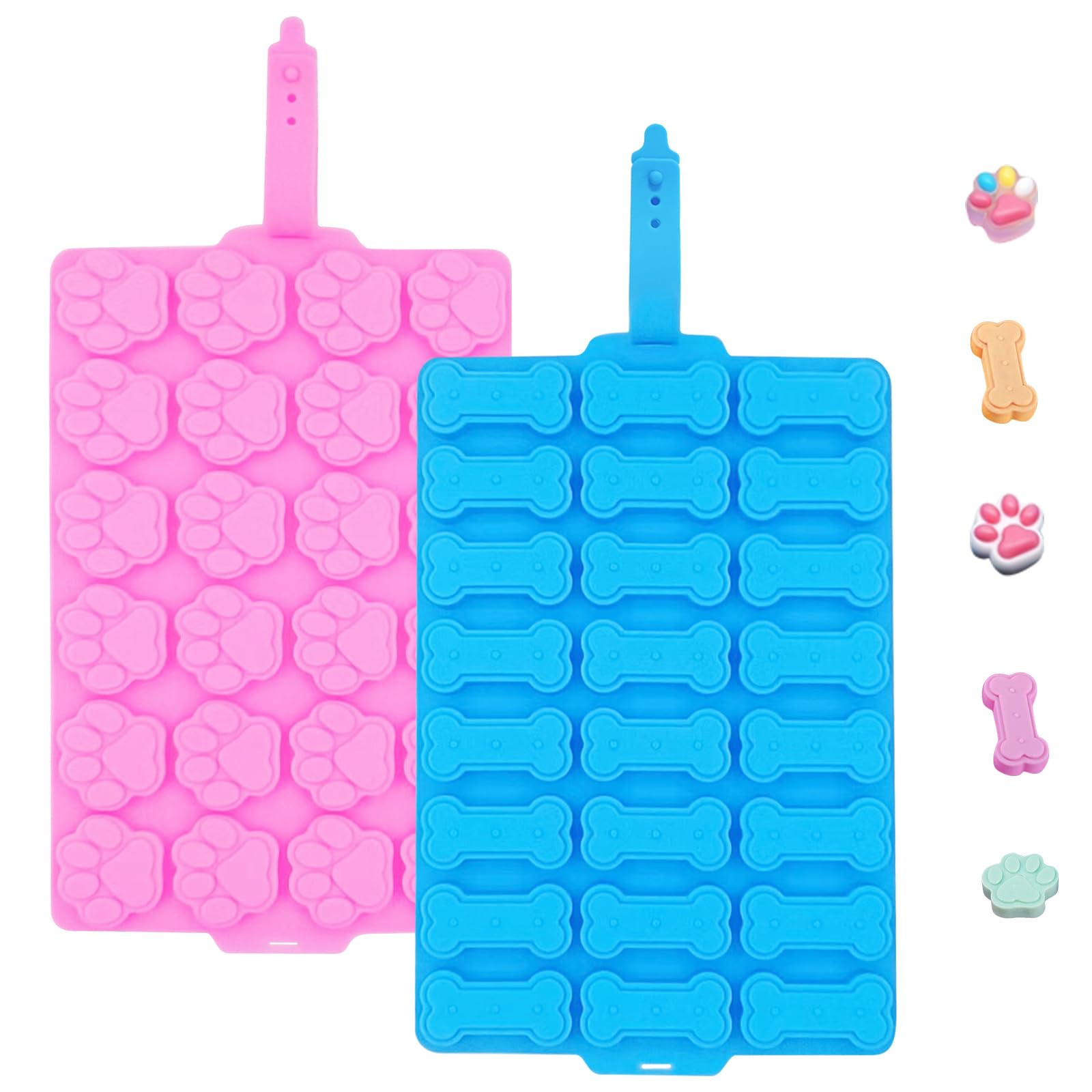 24-Cavity Dog Bone & Paw Print Silicone Molds Set - Food Grade Baking Molds for Dog Treats, Cookies, Candy & Chocolate - Perfect for Pet Parties, DIY Treats & Holiday Baking