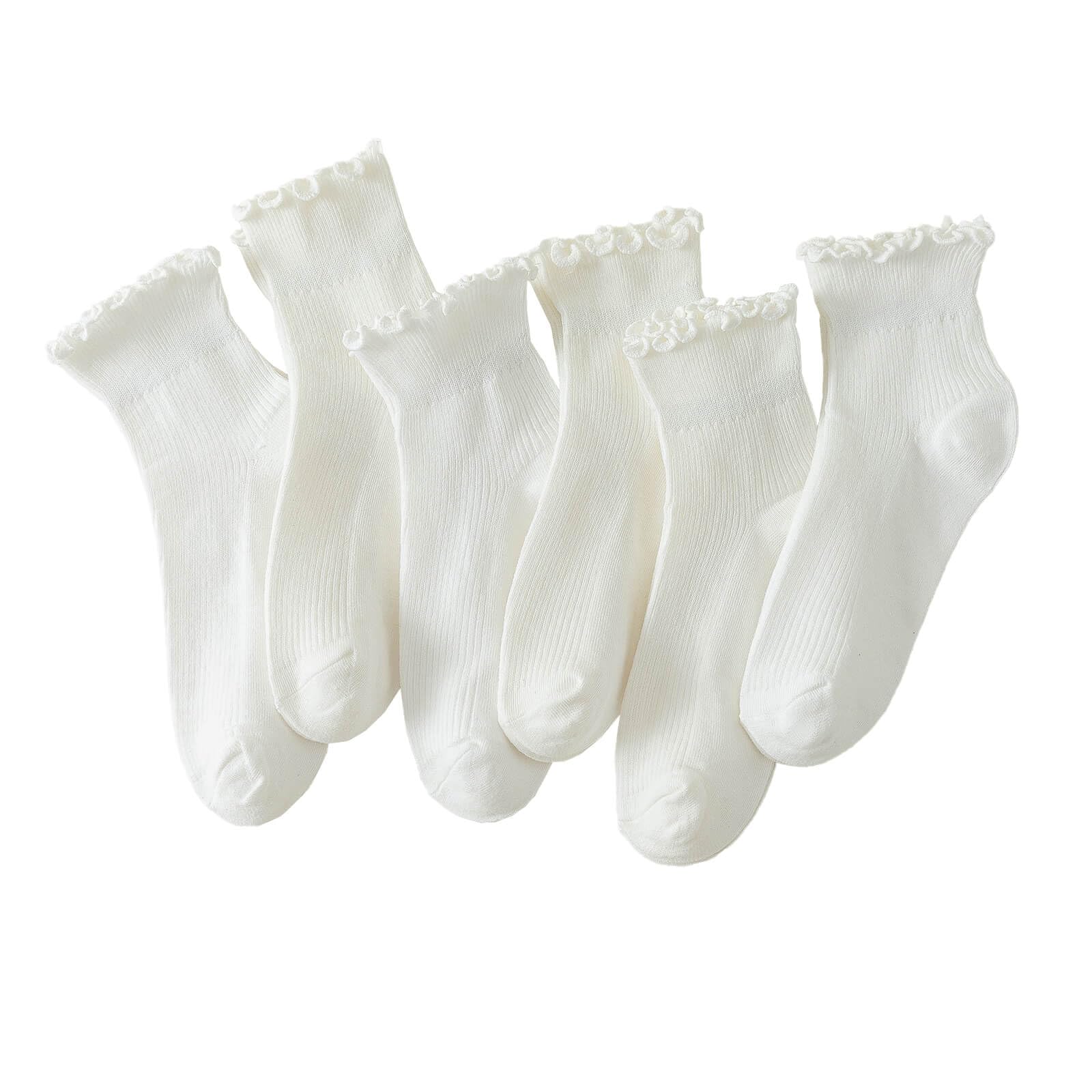 Hstyle Women's Ruffle Ankle Socks 6-Pack - Cute for Casual & Dressy Outfits