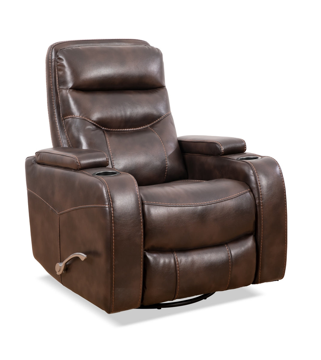 Brown Haven Swivel Recliner Chair - 360 Degree Swivel, Power Lift, Padded Armrests & Lumbar Support - Perfect for Living Room, Home Theater & Office Comfort