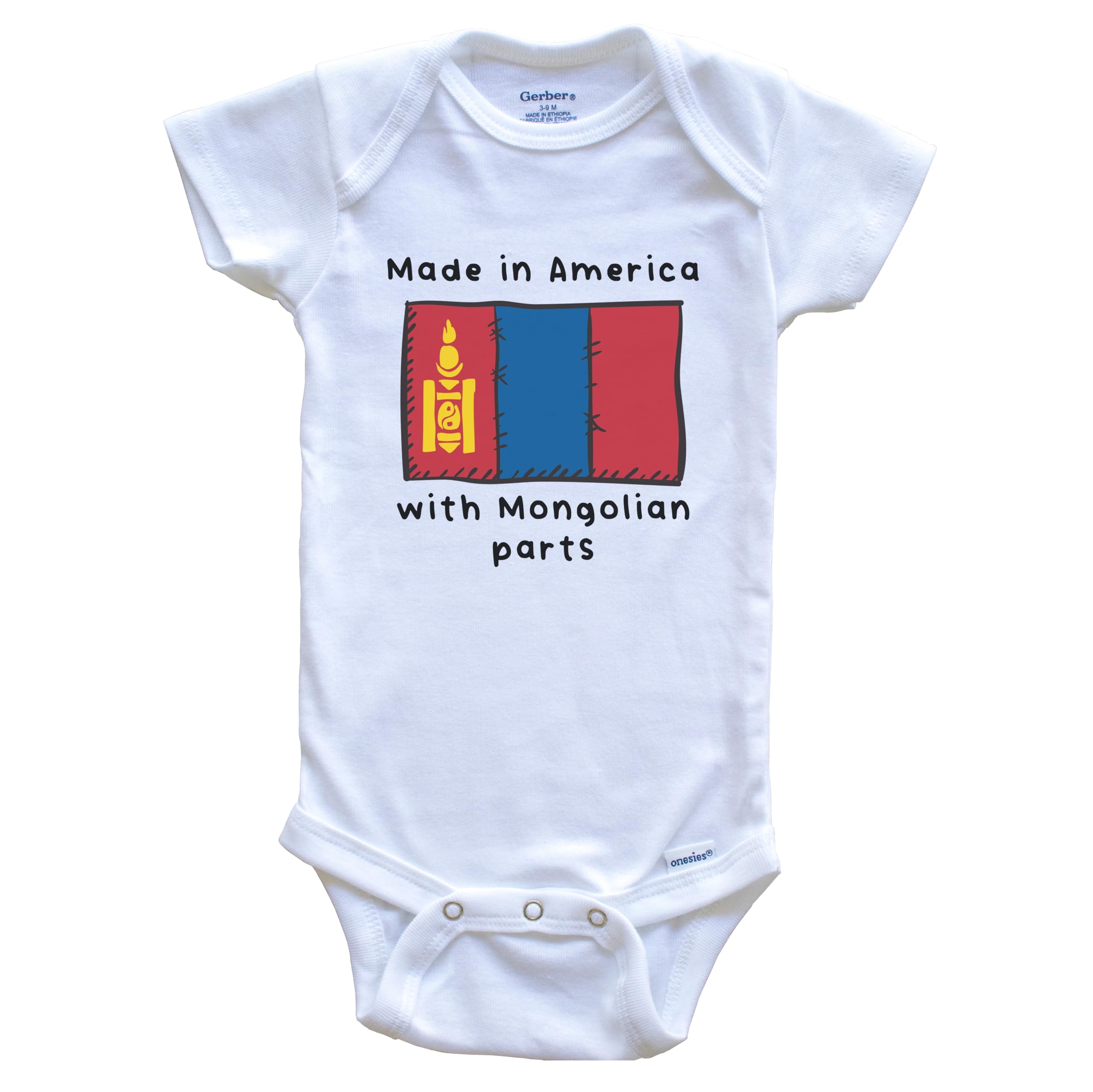 American-Made Mongolia Flag One-Piece Baby Bodysuit - Soft Cotton Infant Romper for Boys & Girls - Perfect for Holidays, National Pride & Family Photos
