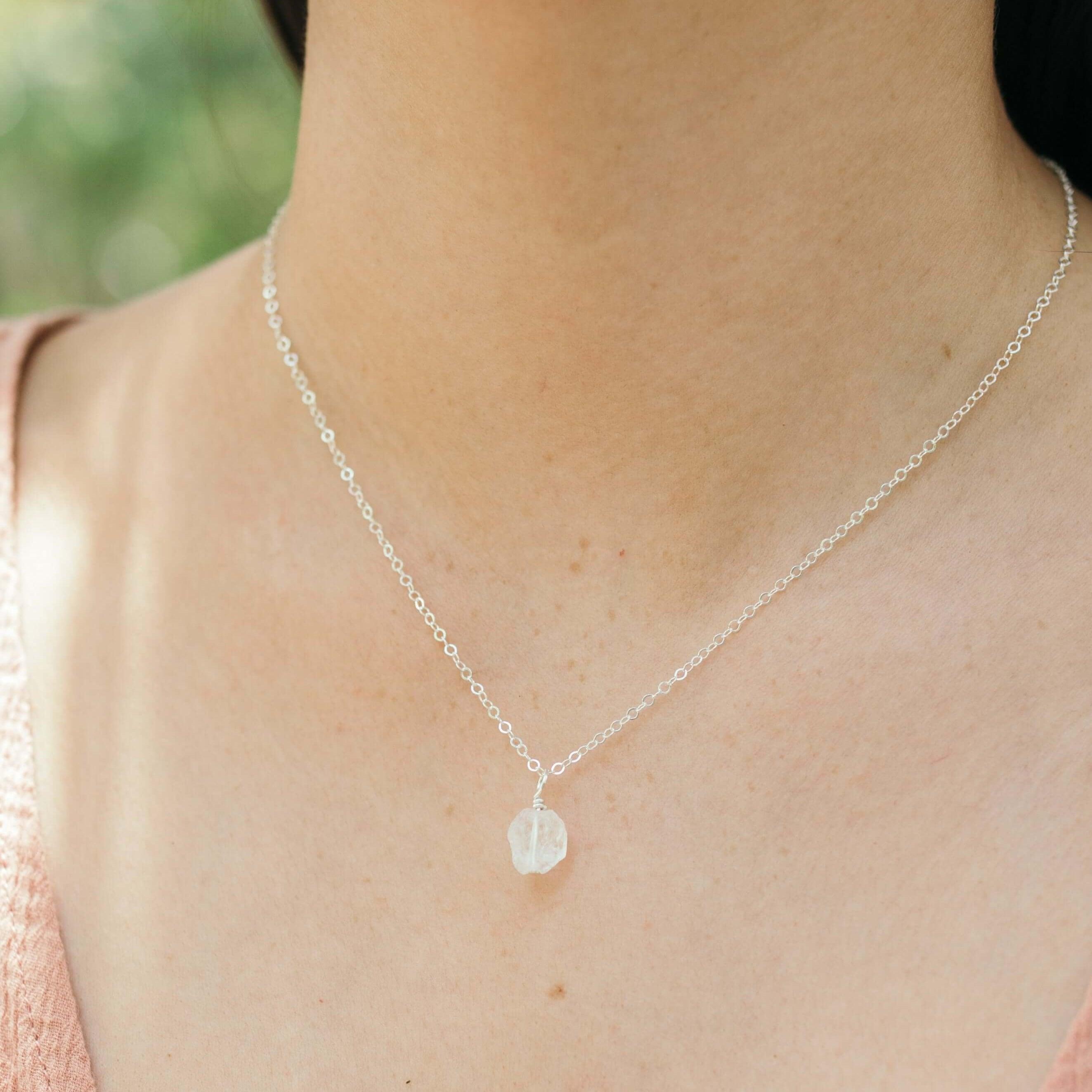 Natural Raw Crystal Quartz Pendant Necklace - Healing Stone Jewelry for Women, Men | Spiritual Protection, Energy Cleansing | Perfect for Meditation, Yoga & Everyday Wear