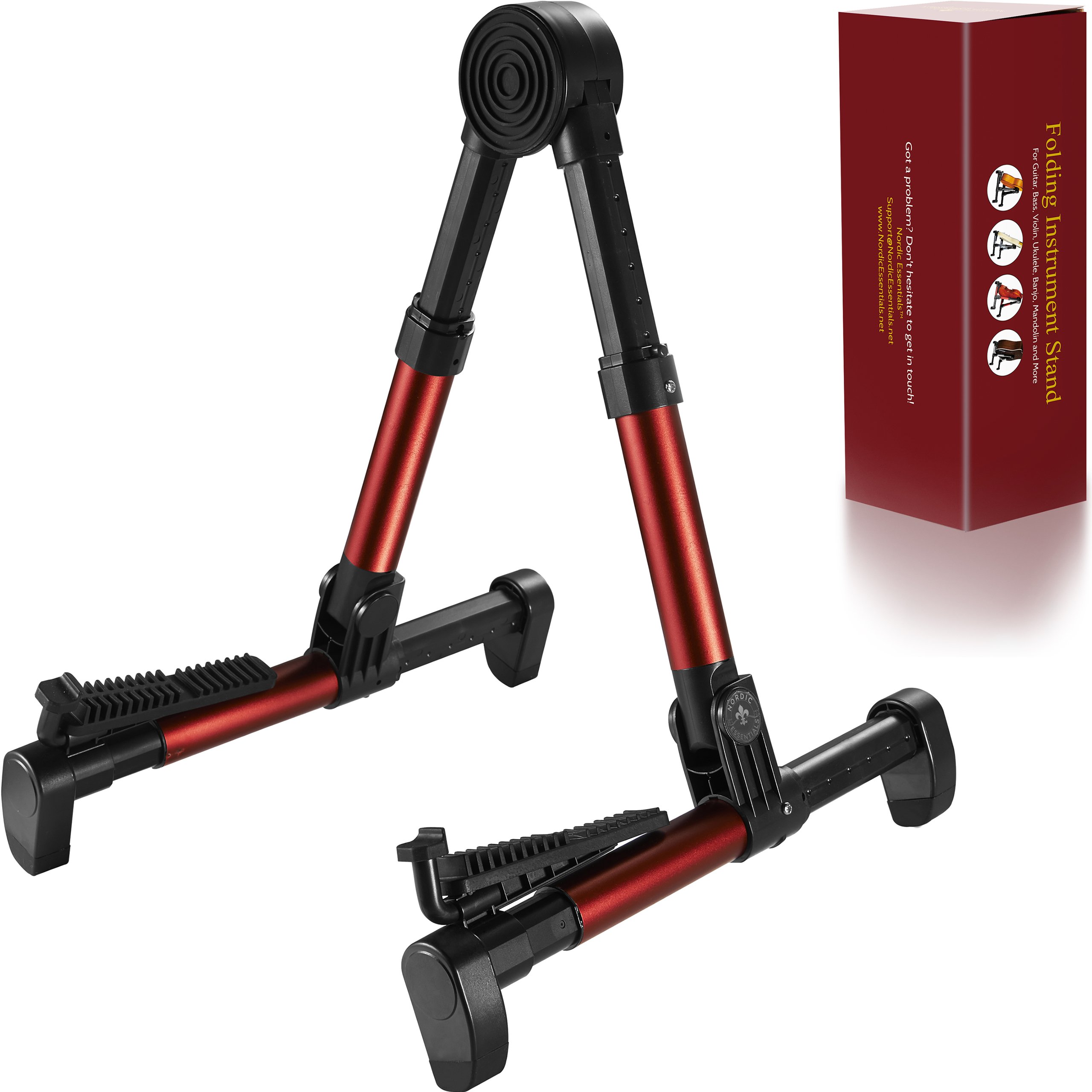 Premium Folding Guitar Stand for Acoustic, Electric & Classical Guitars - Universal Holder for Violin, Ukulele, Bass & Banjo - Portable & Lightweight - Perfect for Concerts, Travel & Home Use