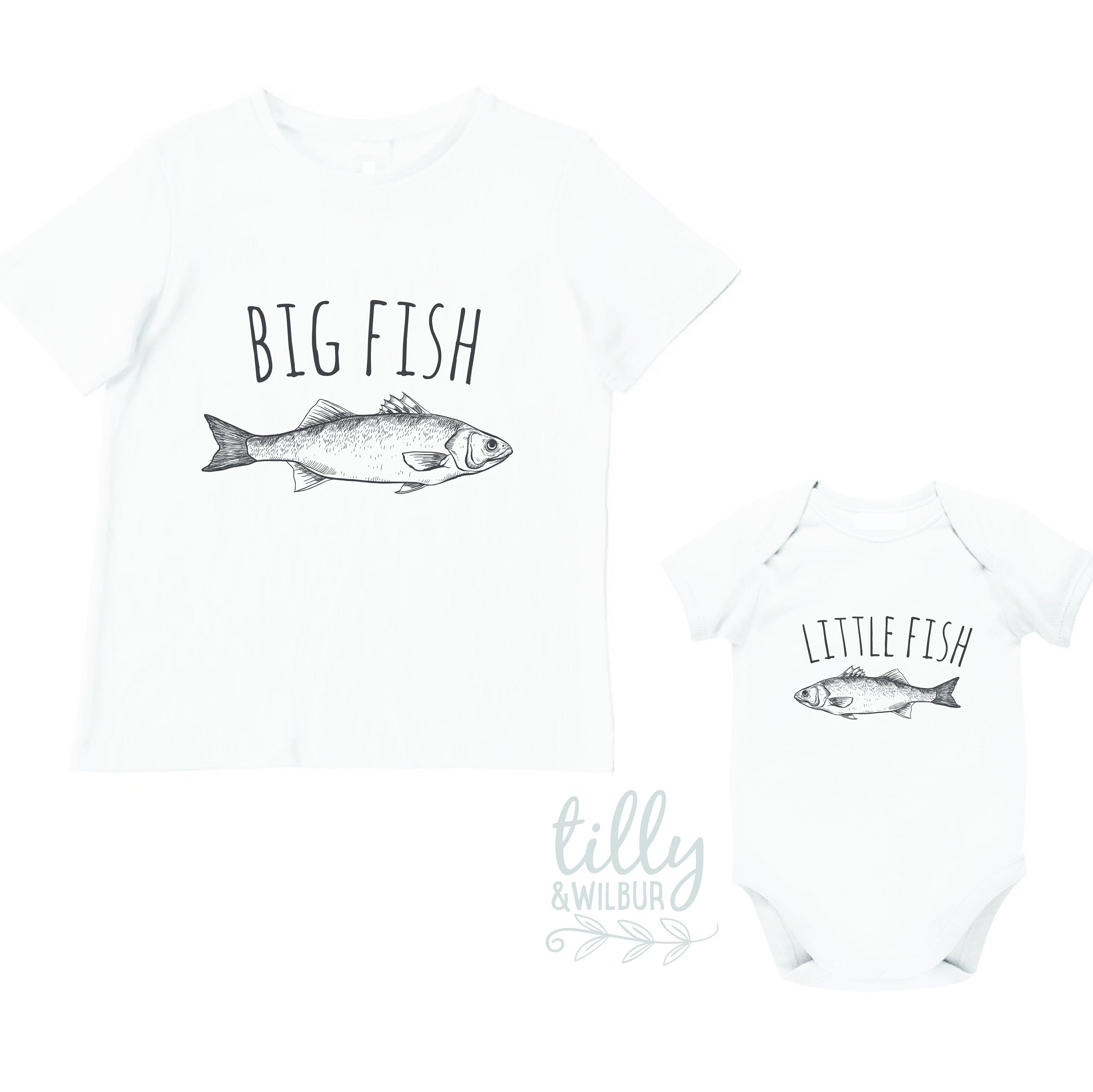 Big Fish Little Fish Matching Shirts for Brothers - Cute Sibling Outfits for Family Photos, Twin Outfits, Birthday Gifts & Special Occasions