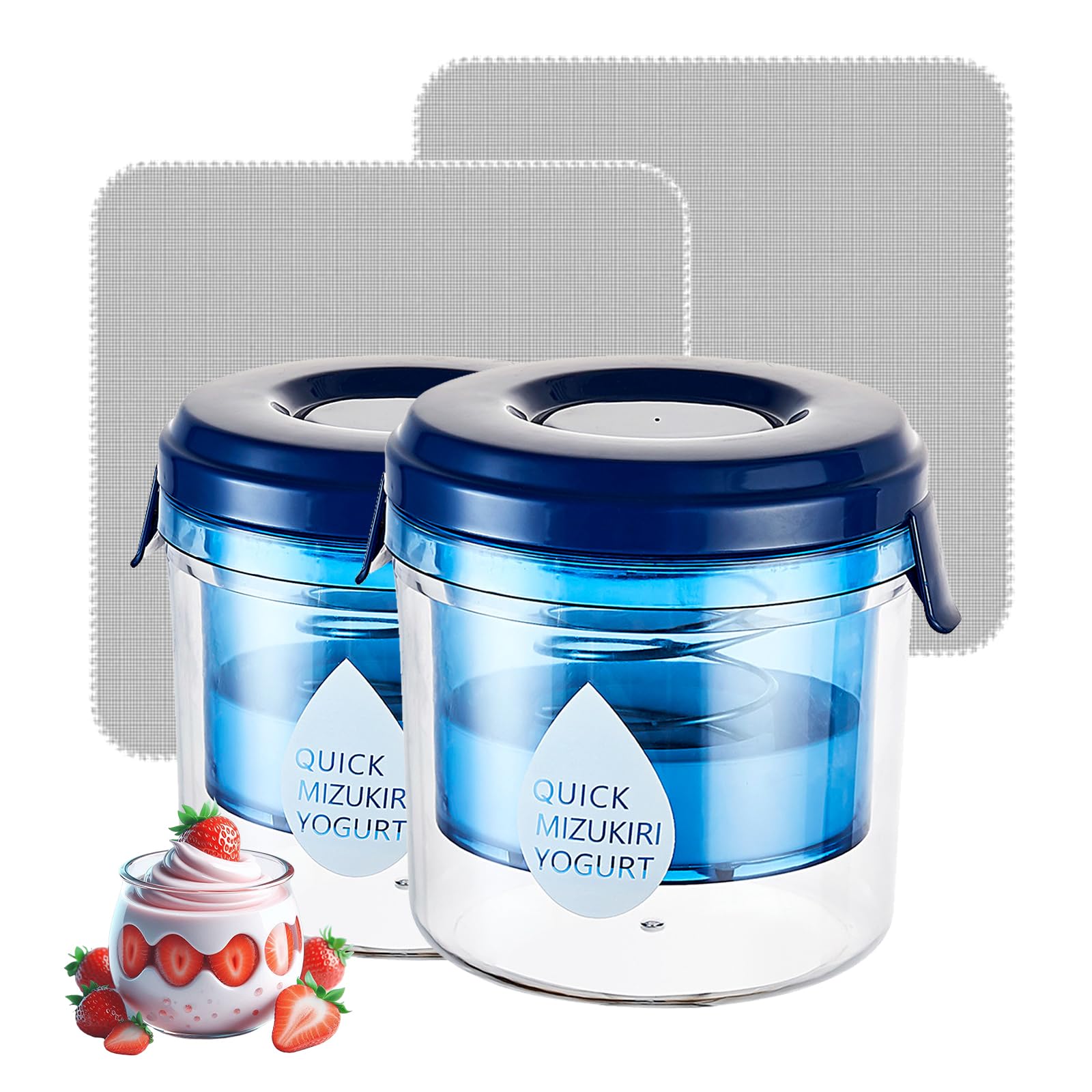 2-Pack Small Greek Yogurt Maker - Homemade Refrigerated Yogurt Strainer for Thick Greek Yogurt, Cream Cheese & Desserts | Perfect for Healthy Snacks, Breakfast Bowls & Meal Prep