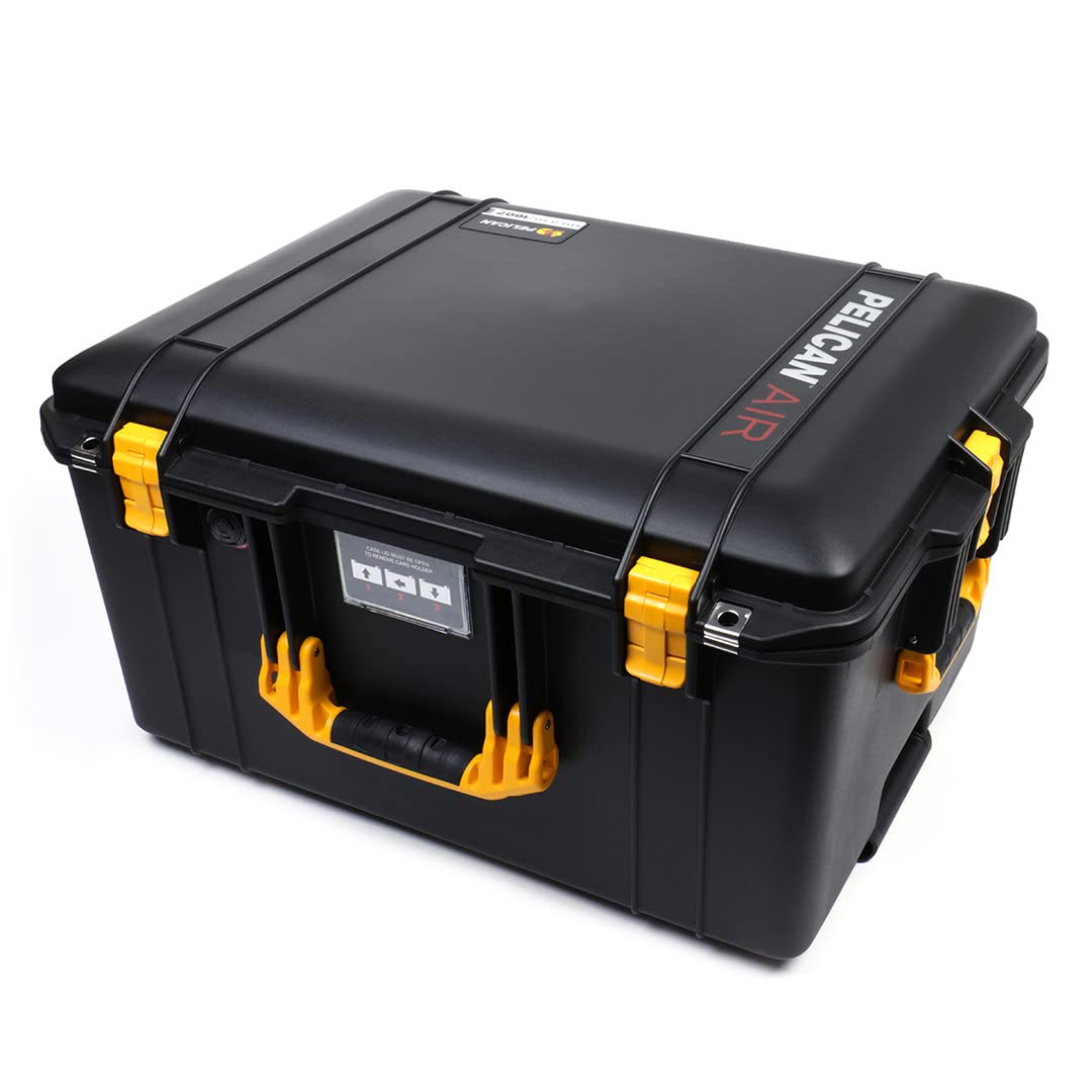 Pelican 1607 Black & Yellow Air Case with Wheels - Empty Hard Protective Case for Travel, Equipment Storage & Outdoor Adventures