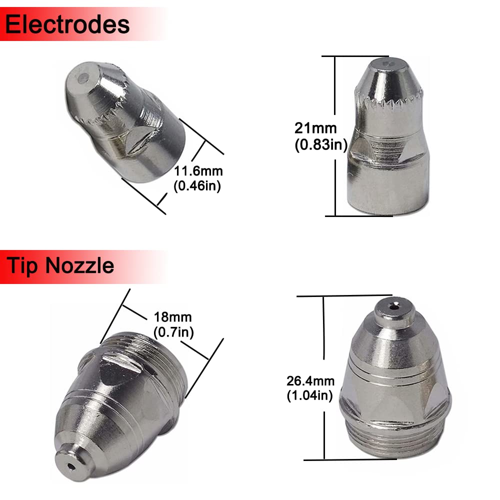 P80 Plasma Cutter Consumables - 35PC Electrode & Nozzle Tip Set for Plasma Cutting Torch | High-Performance Replacement Parts for Metal Fabrication & DIY Projects