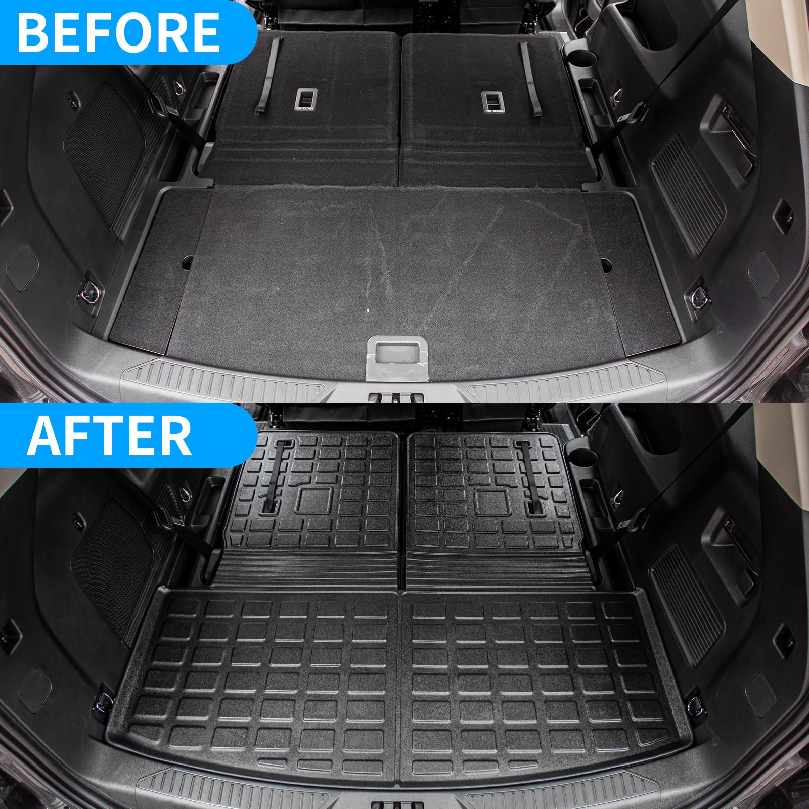 2020-2025 Ford Explorer 6-Seater All-Weather Cargo Liner & Trunk Mat Set - Heavy Duty Floor Mats with Backrest Protection | Perfect for Road Trips, Camping & Family Adventures