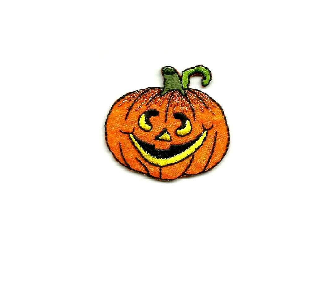 Jack-O-Lantern Halloween Pumpkin Iron On Patch - Shimmery Embroidered Applique for Costumes, Bags & DIY Crafts - Perfect for Halloween Decorations & Cosplay Accessories