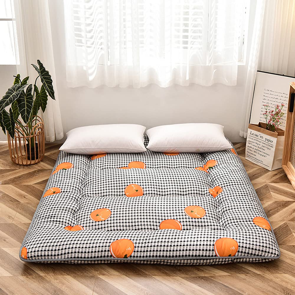 KKCD Japanese Floor Futon Mattress - Thick Tatami Sleeping Pad, Foldable Bed Roll with Mattress Protector Cover (King Size) | Perfect for Guest Beds, Small Apartments & Meditation Spaces