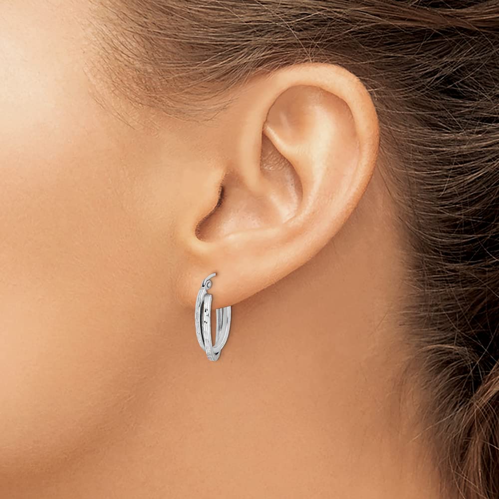 925 Sterling Silver Textured Double Oval Hoop Earrings for Women - 20mm x 13mm Dainty Boho Jewelry Gift for Her - Perfect for Everyday Wear, Date Nights & Special Occasions