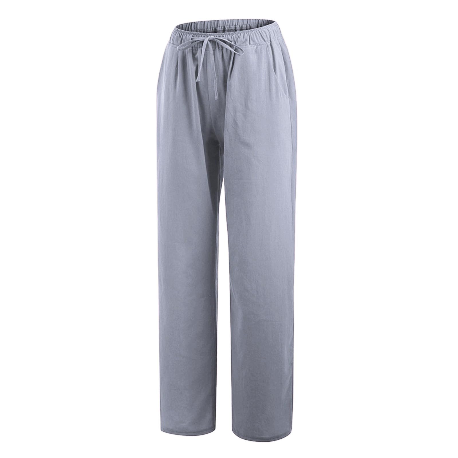 Women's Summer Linen Cotton Pants - High Waisted Drawstring Wide Leg Trousers for Casual Wear | Loose Fit Comfortable Lounge Pants for Beach, Travel & Everyday Outfits