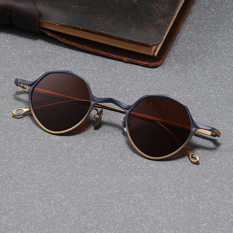 Unisex Black Titanium Polarized Sunglasses S5973 - Full Rim Polygon Frame for Men & Women - Perfect for Driving, Outdoor Sports & Fashion Accessories