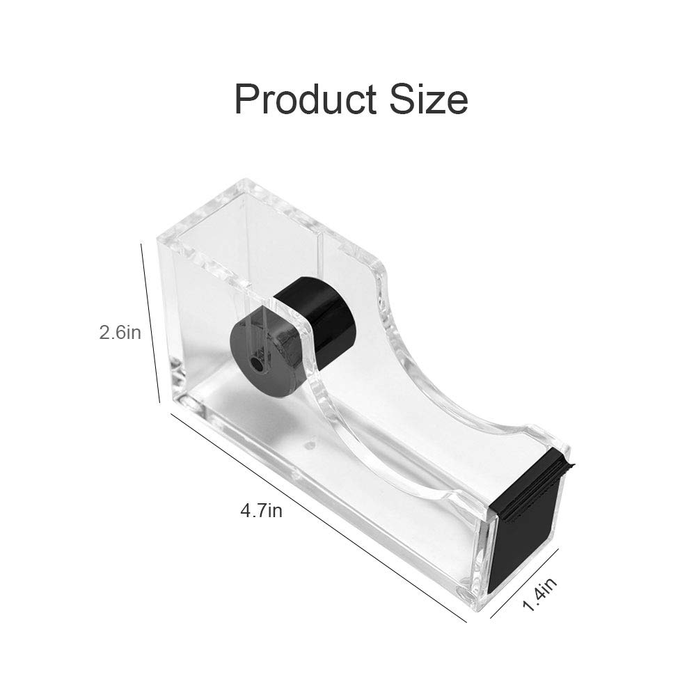 Clear Gold Acrylic Tape Dispenser with 1 Inch Core - Non-Slip Base Office Desk Accessory for Home, School & Office Organization (Black) - Perfect for Wrapping Gifts, Sealing Packages & Crafting Projects