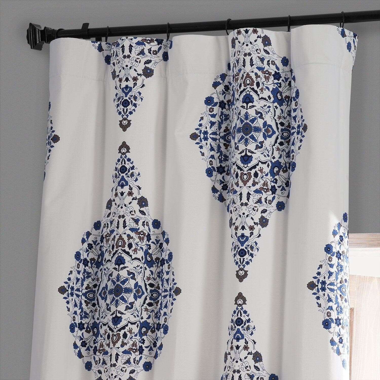 Premium Kerala Blue Emblem Printed Cotton Blackout Curtains for Bedroom & Hotel - Noise Reducing, Thermal Insulated Window Drapes for Home Decor and Light Blocking