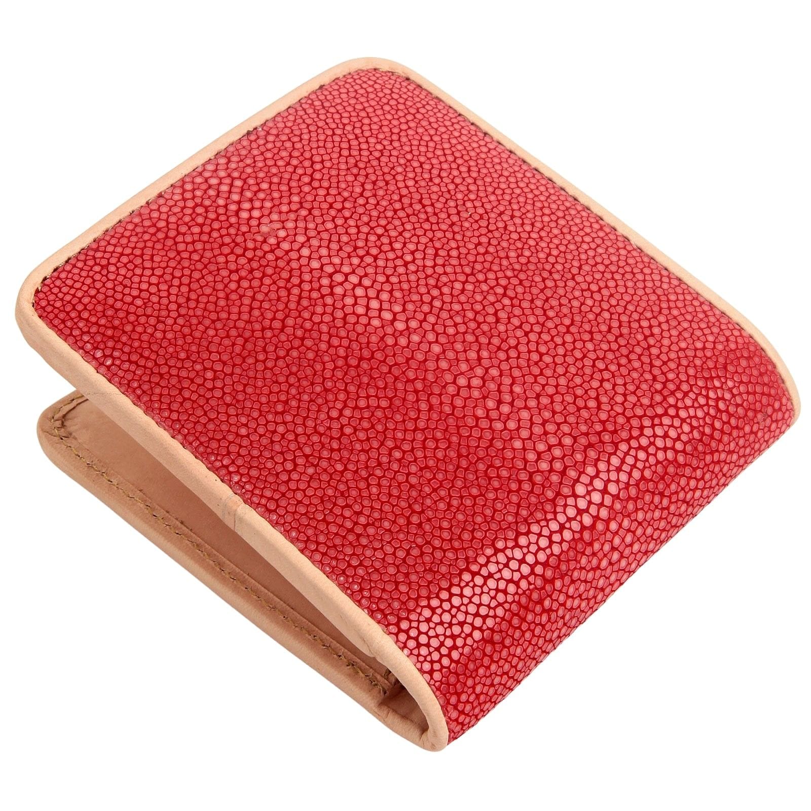 Premium Genuine Stingray Leather Wallet for Men - Durable Red Handmade Billfold with RFID Protection - Perfect for Business, Travel & Everyday Use