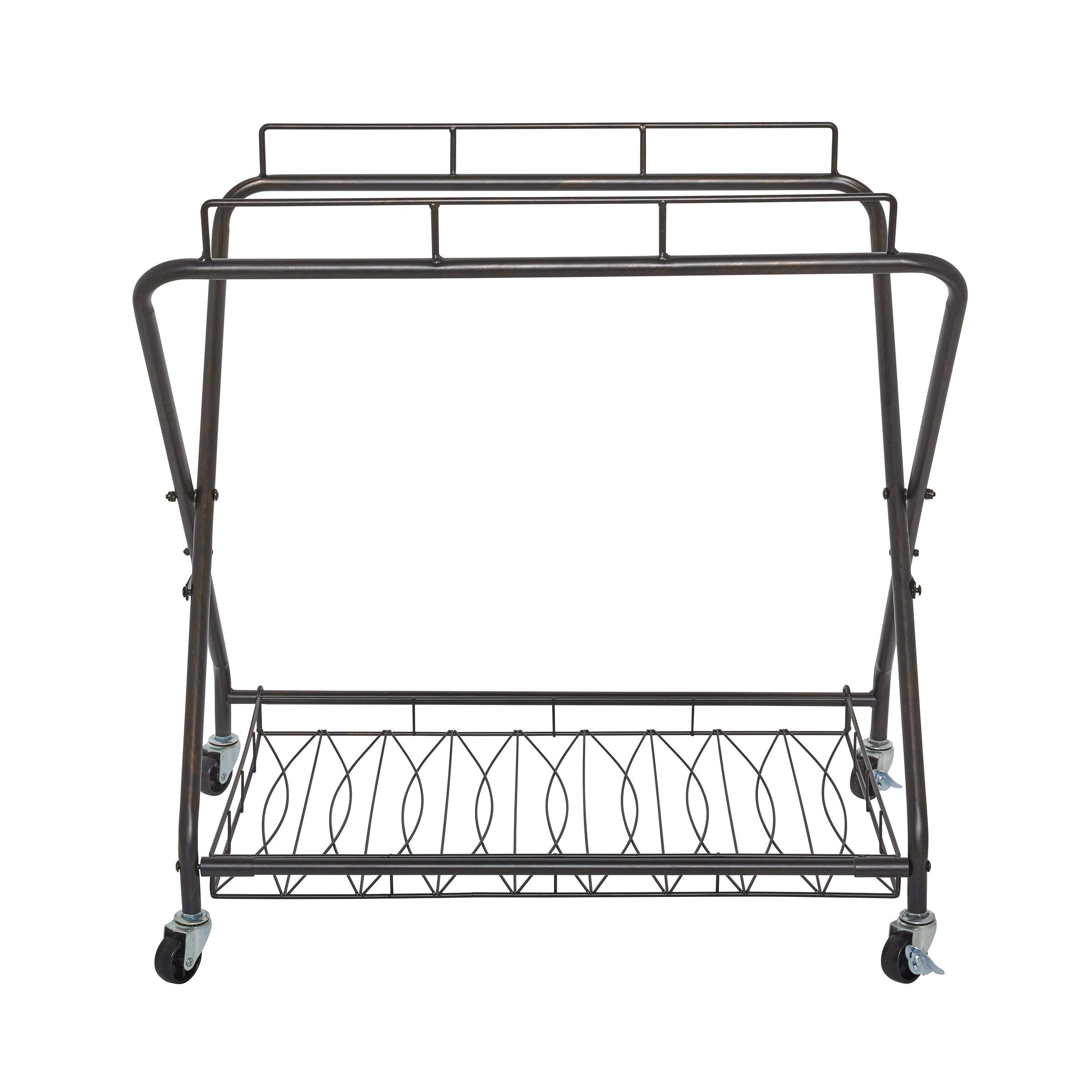 Verona 3-Bag Rolling Laundry Hamper Cart with Wheels - Foldable Clothes Hamper for Bedroom, Bathroom & Laundry Room Organization - Black