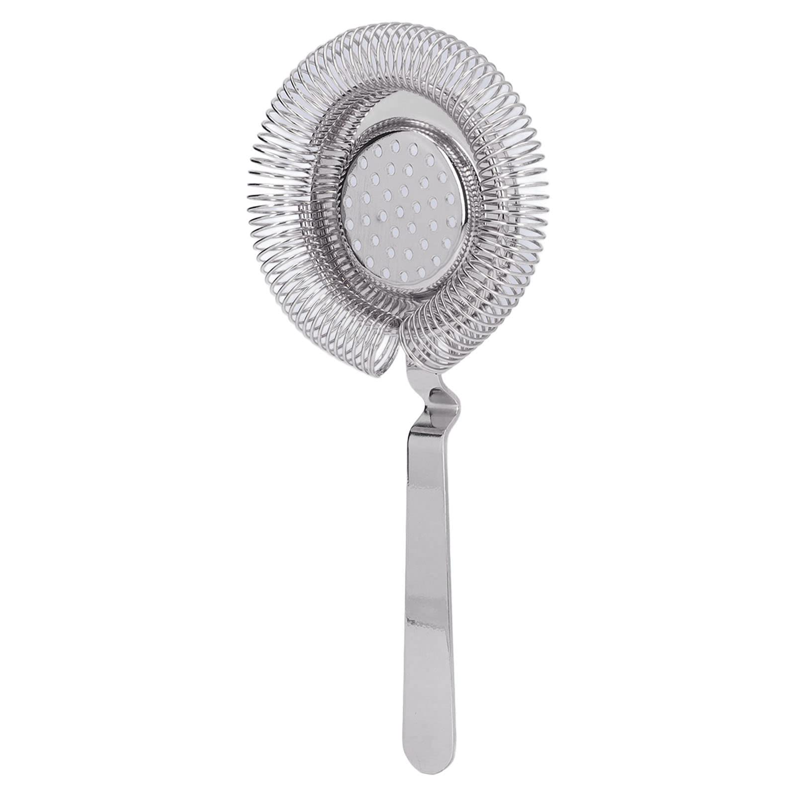 Premium Stainless Steel Cocktail Strainer with Full Round High-Density Spring - Bar Strainer for Home & Professional Bartenders - Perfect for Mixing Martinis, Mojitos & Craft Cocktails (Silver)