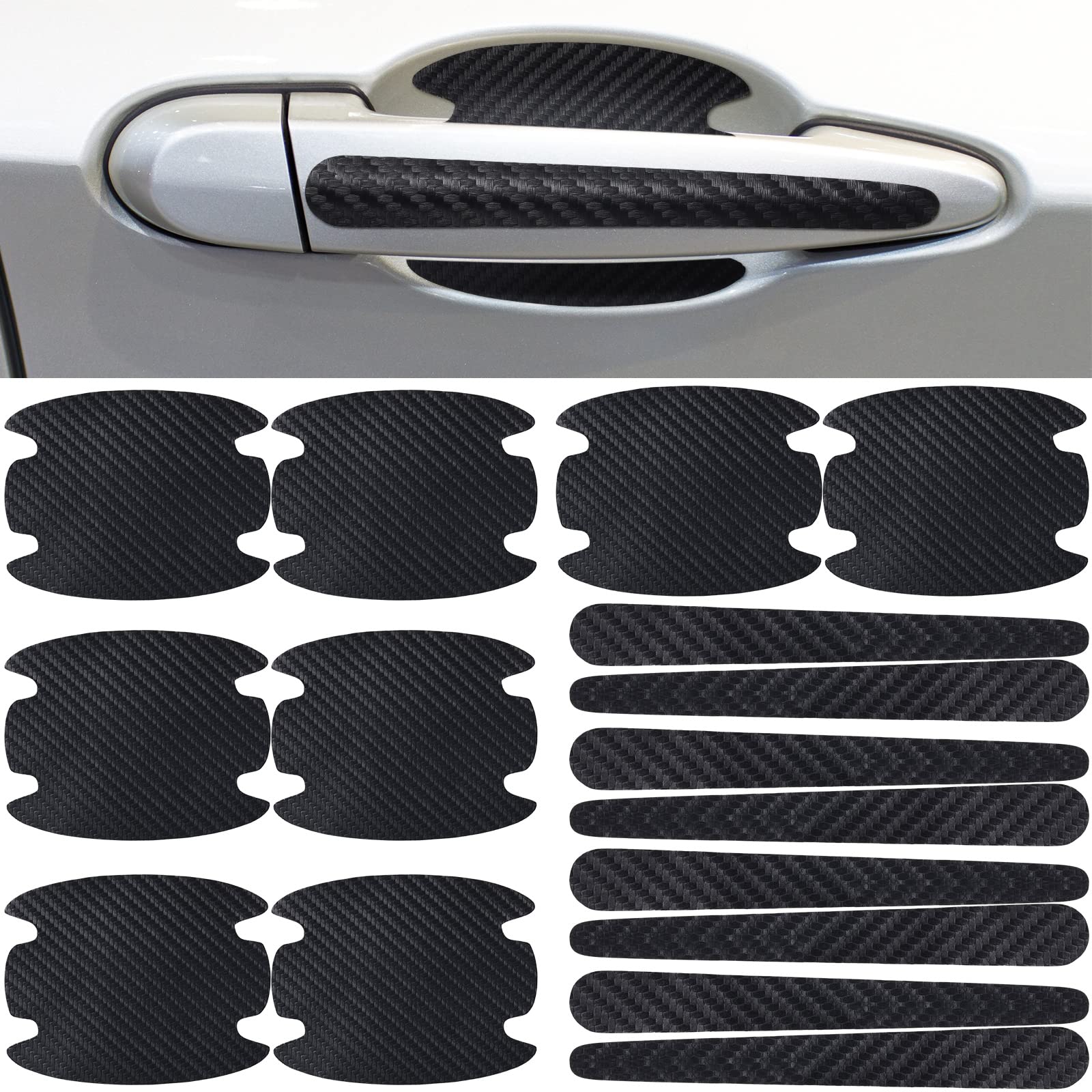 Tallew 16-Piece Car Door Handle Scratch Protector Kit - Black Anti-Scratch Sticker Covers & Protective Films for Car Door Handles | Prevents Scratches, Dings & Wear | Perfect for SUVs, Sedans & Trucks