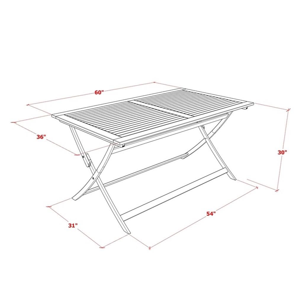 East West Furniture BAETFNA 36x60 Inch Acacia Wood Patio Dining Table with Butterfly Leaf - Natural Oil Finish, Outdoor & Indoor Use for Garden, Deck, and Backyard Dining