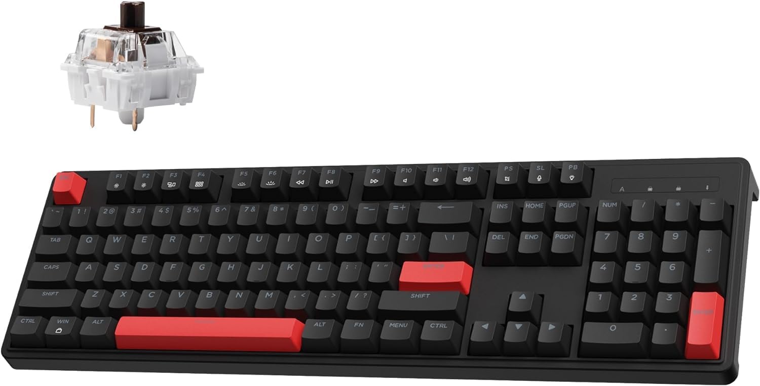 LEMOKEY X2 100% Full Size Custom Mechanical Gaming Keyboard - QMK/VIA Programmable, Gasket Mount, Red LED Backlight, K Pro Brown Switches (Mac/Windows/Linux Compatible) - Perfect for Esports, Office Work & Typing Enthusiasts