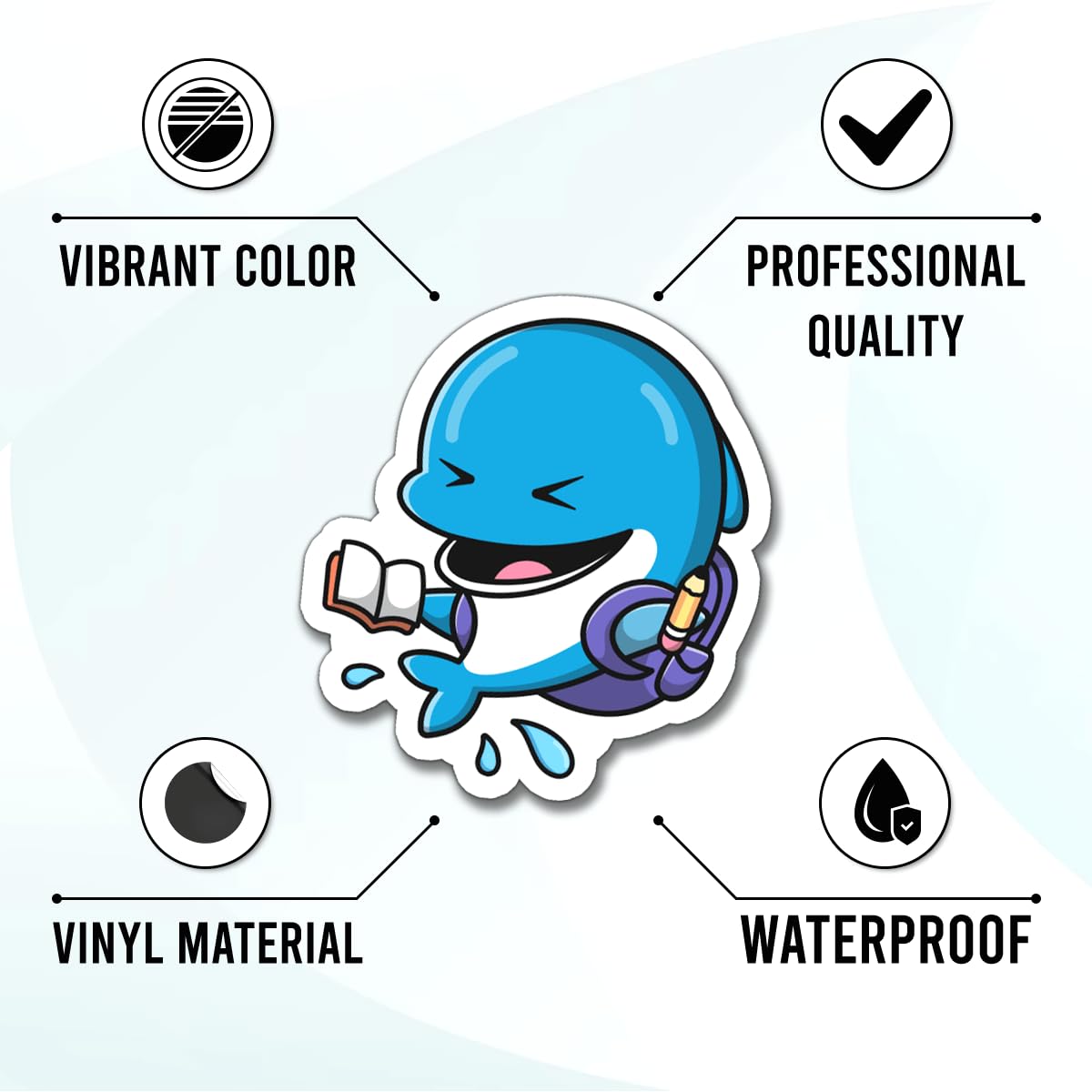 50 Pack Waterproof Orca Whale Stickers - Cute Ocean Animal Decals for Water Bottles, Laptops, Luggage & Scrapbooking - Bulk Aesthetic Vinyl Stickers for Teens, Adults & Kids - Perfect for DIY Projects, School Supplies & Travel Accessories