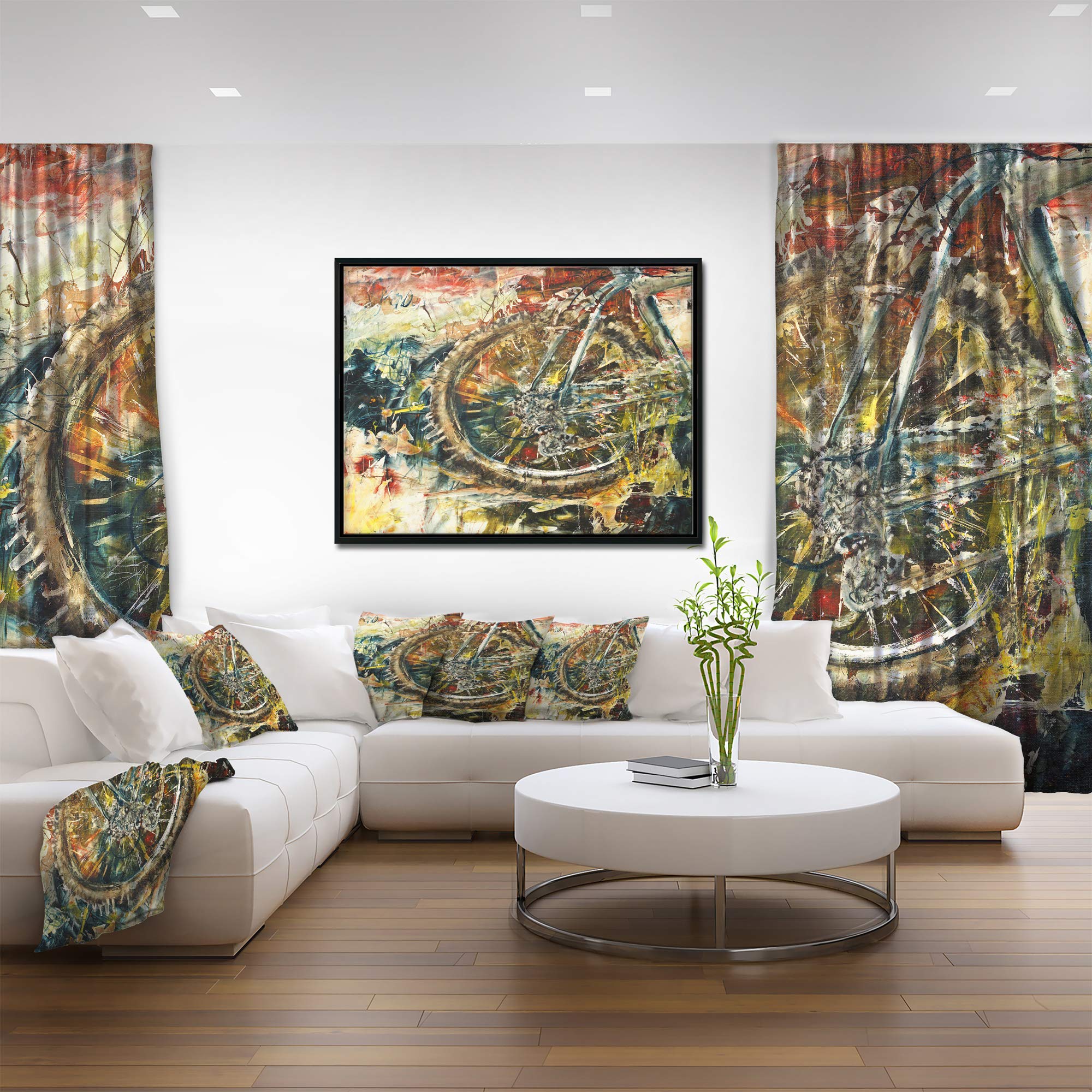DesignArt Mountain Bike Oil Painting - Abstract Framed Canvas Wall Art for Home & Office Decor | Perfect for Living Room, Bedroom, or Cycling Enthusiast Gifts