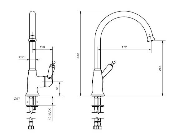 Nottingham Swan Neck Kitchen Faucet in Chrome - Perfect for Modern and Classic Kitchen Sinks
