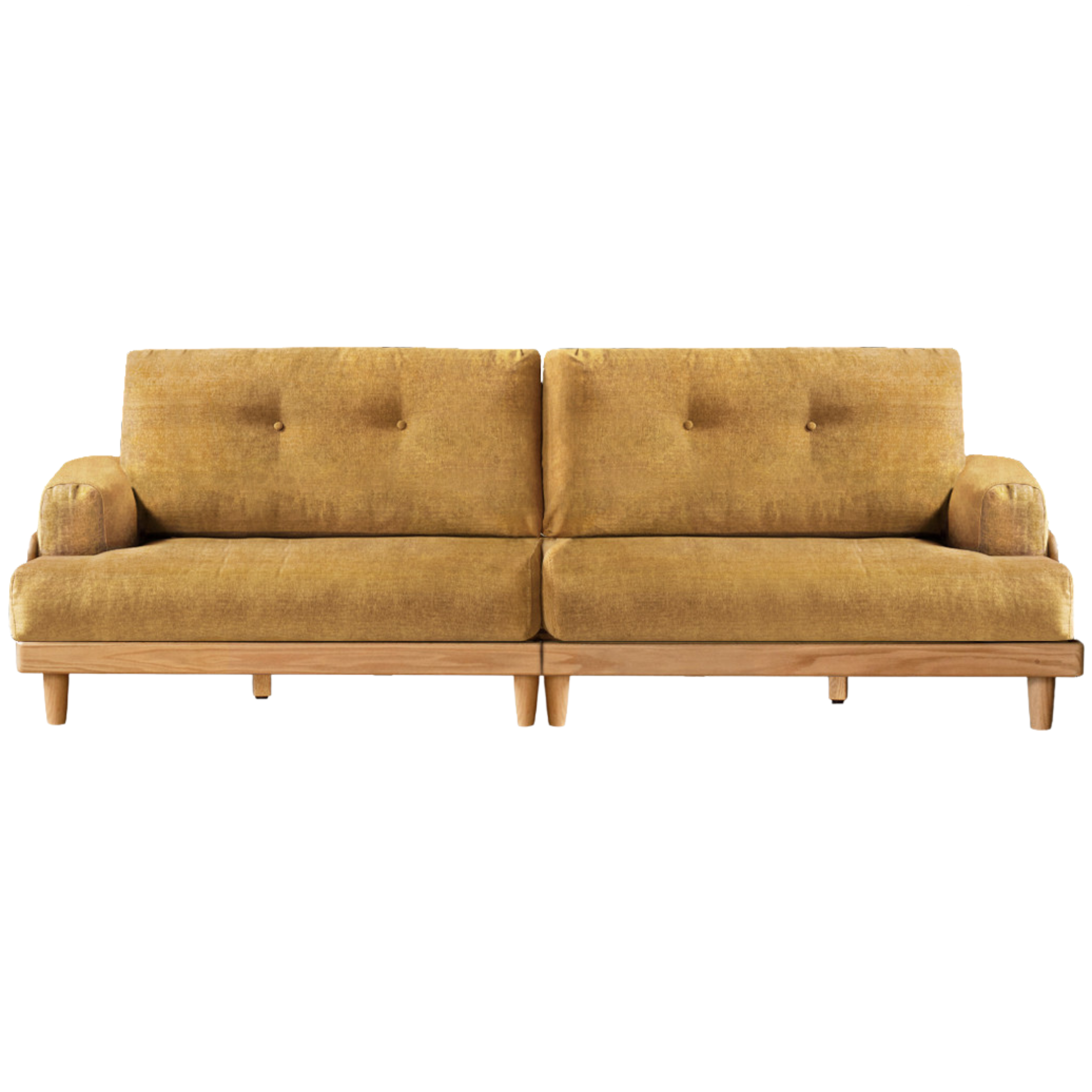 111.8x33x35.8 inch / 284x84x91 cm / Natural Wood Color / Sofa chenille bright yellow
